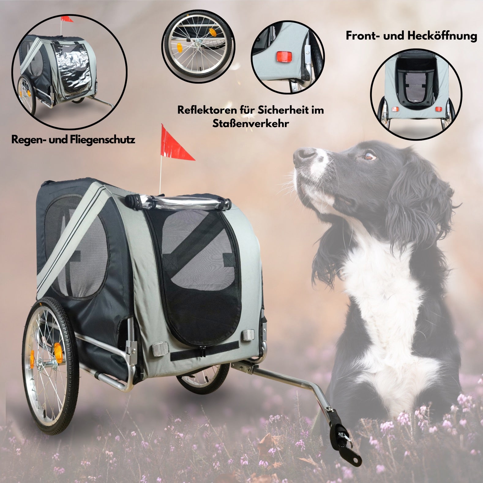 FROSAL Fahrradanhänger Lukas für Hunde