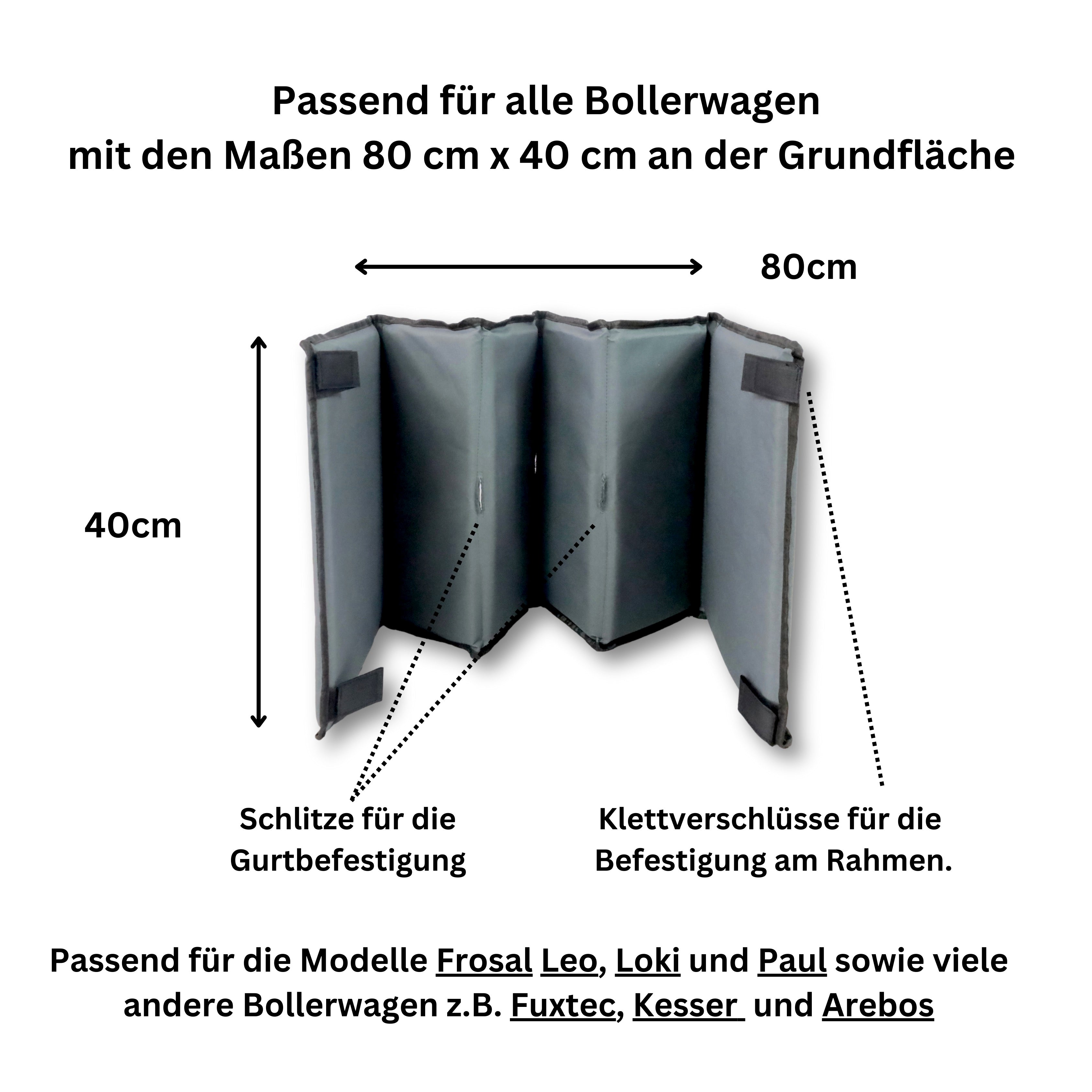 FROSAL Bollerwagenmatte Matte Bollerwagen Leo, Loki und Paul Polster