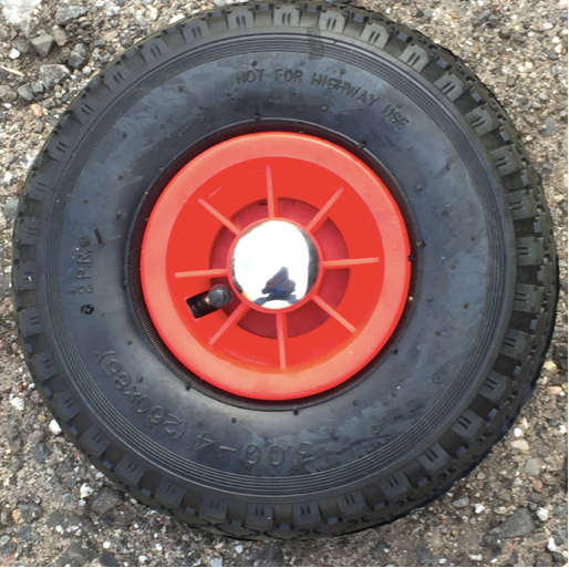 FROSAL Ersatzrad Luftrad mit Radkappe Nabe 20mm / 75mm für Bollerwagen – Rad und Achsstopfen für Sackkarre