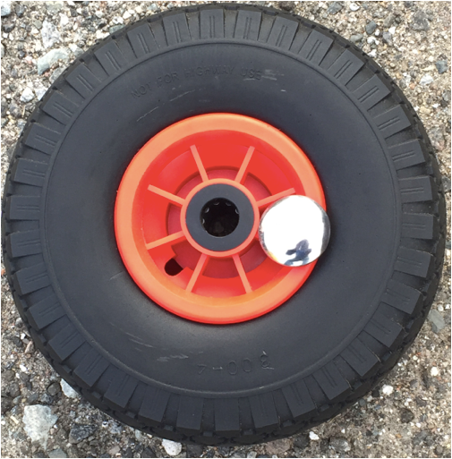 FROSAL Ersatzrad Luftrad mit Radkappe Nabe 20mm / 75mm für Bollerwagen – Rad und Achsstopfen für Sackkarre