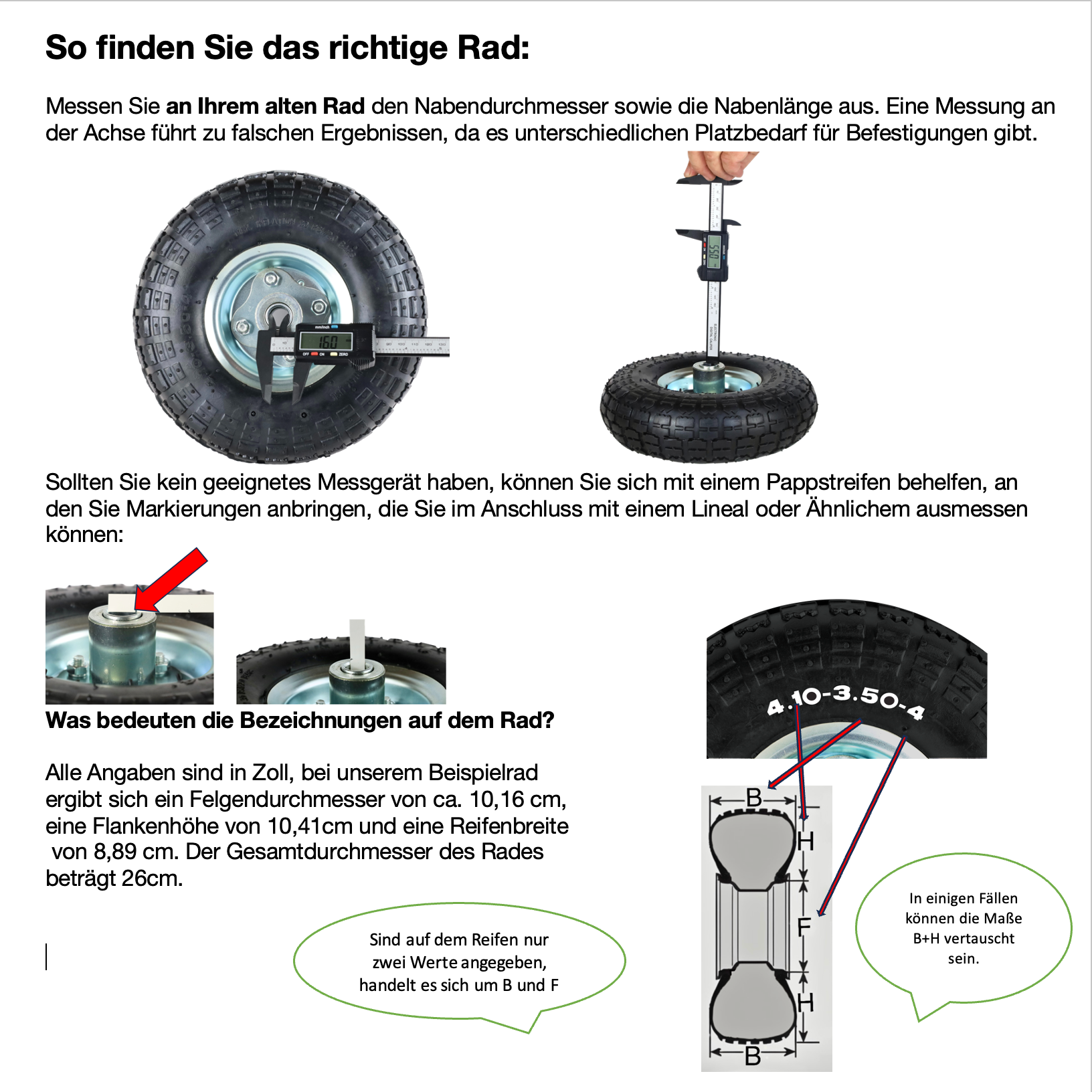 FROSAL Ersatzrad für Transportwagen Luftreifen 16 mm Achse Gelb 4.10 / 3,50 - 4