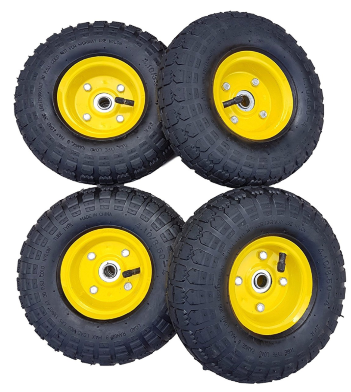 FROSAL Ersatzrad für Transportwagen Luftreifen 16 mm Achse Gelb 4.10 / 3,50 - 4 4 Stück