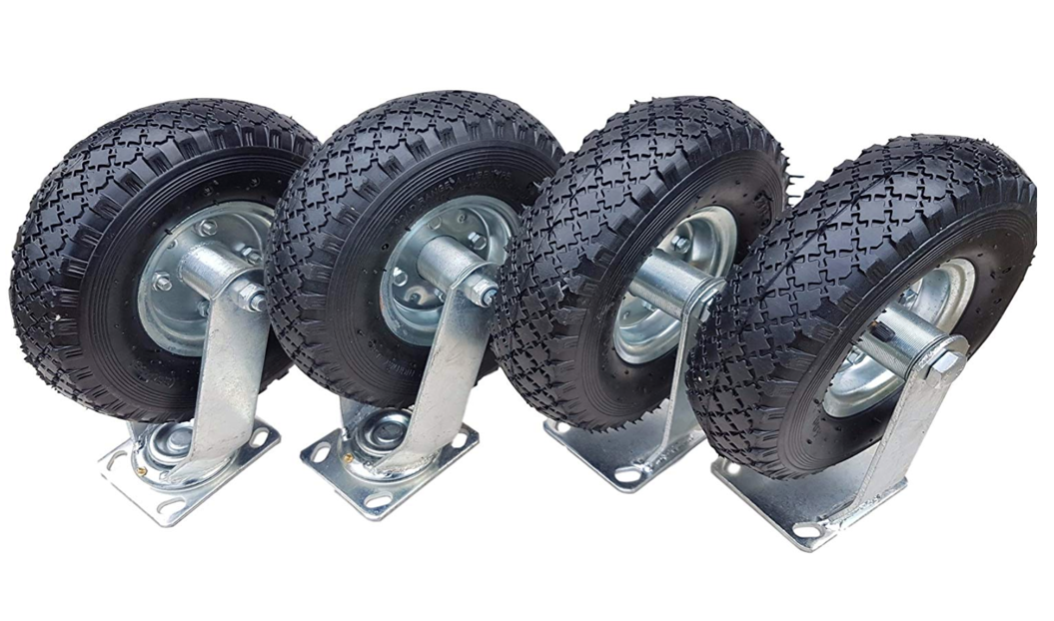 2 x FROSAL fixed castors + 2 x swivel castors set Ø 260 x 85 mm | 3.00-4 wheel as a 4-piece set | pneumatic wheel