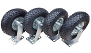 2 x FROSAL fixed castors + 2 x swivel castors set Ø 260 x 85 mm | 3.00-4 wheel as a 4-piece set | pneumatic wheel