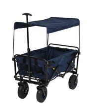 FROSAL Nick foldable handcart with pneumatic tires, brake and roof in blue