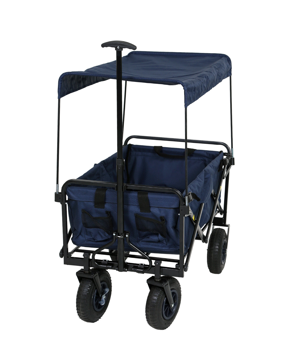 FROSAL Nick foldable handcart with pneumatic tires, brake and roof in blue