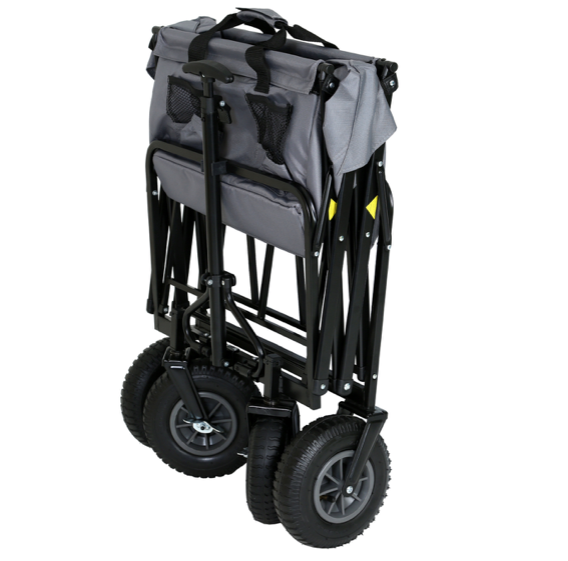 FROSAL Nick foldable handcart with pneumatic tires, brake and roof in grey