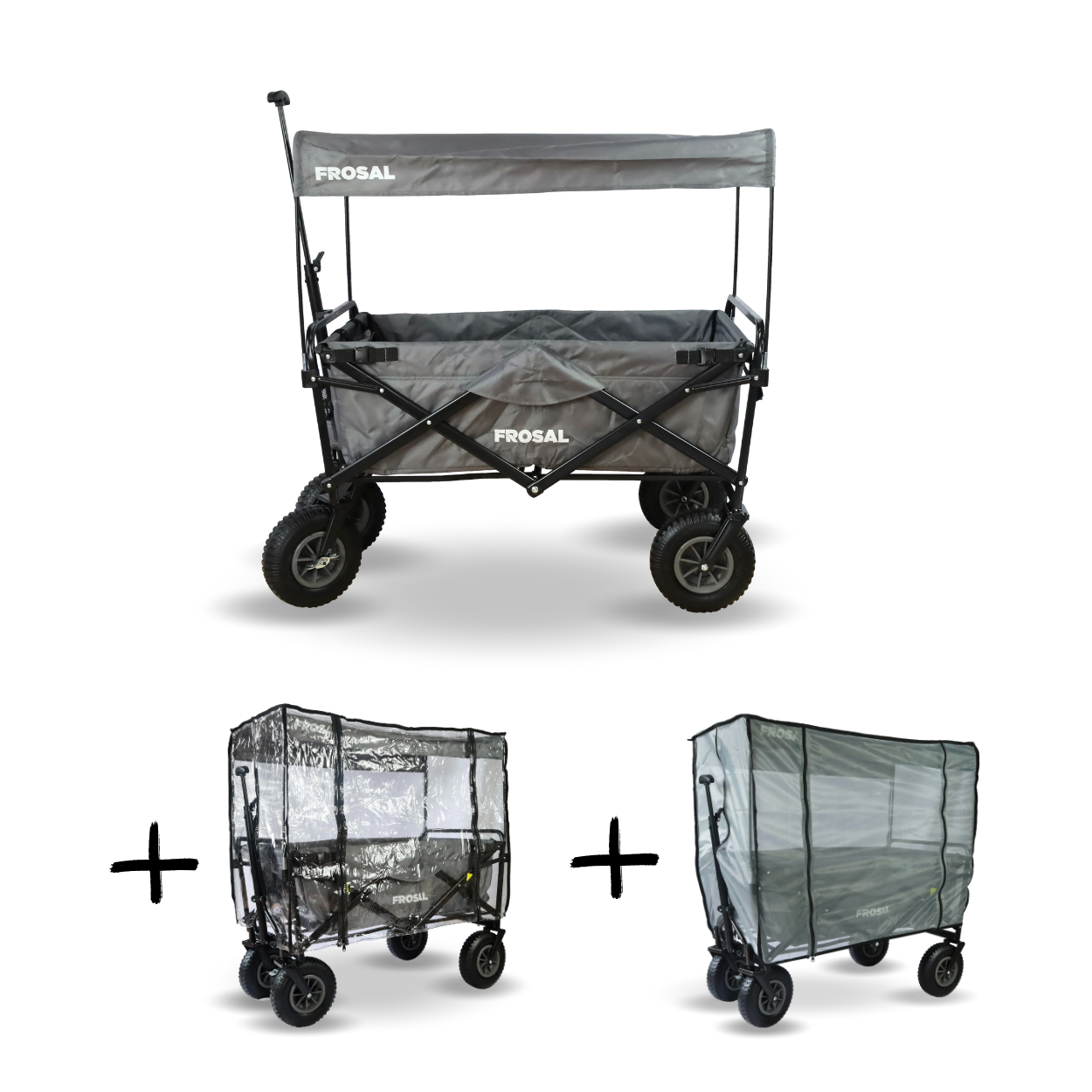 Handcart Frosal Nick grey including rain cover and insect screen