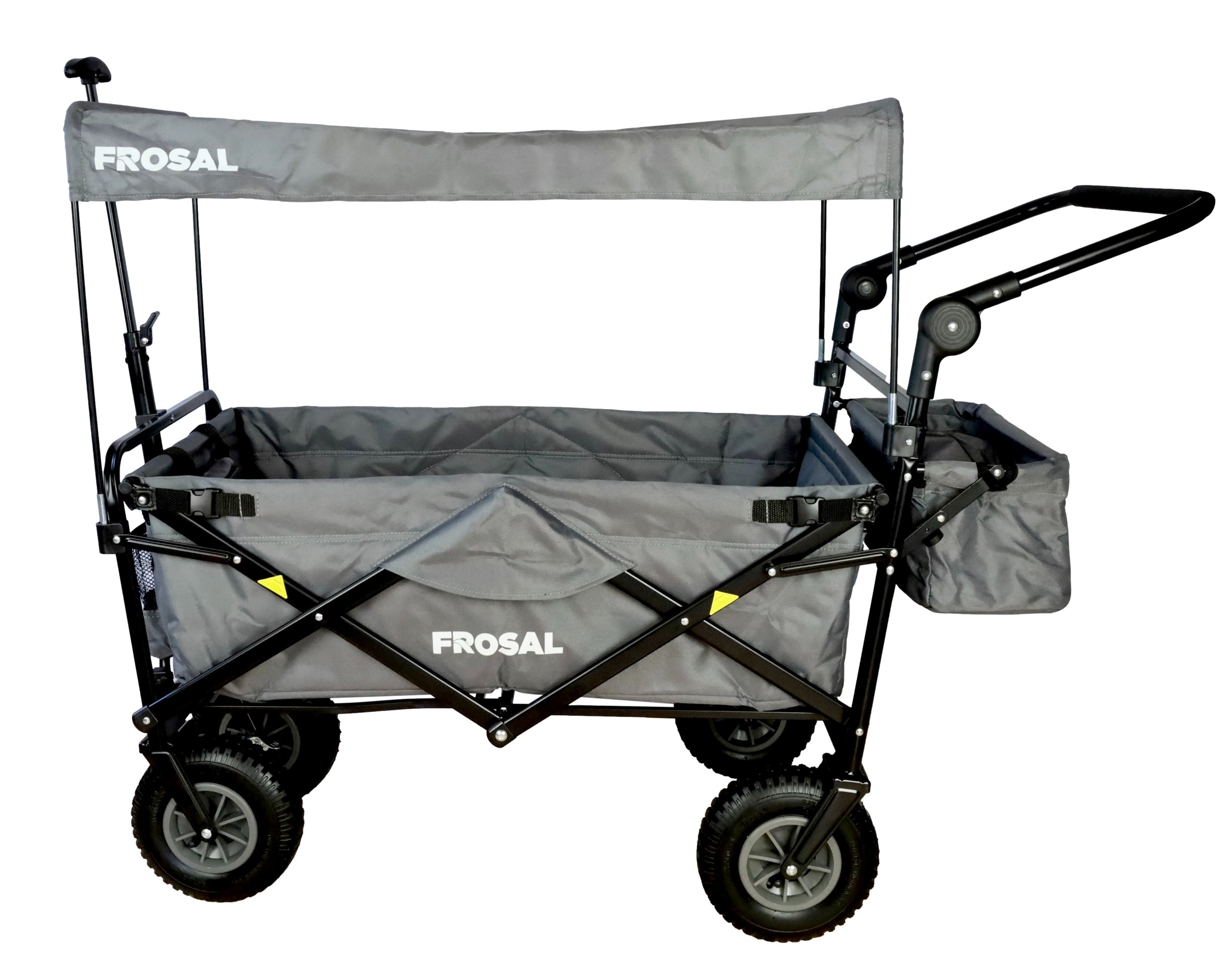 Handcart Nick PRO foldable with push handle roof &amp; brake grey