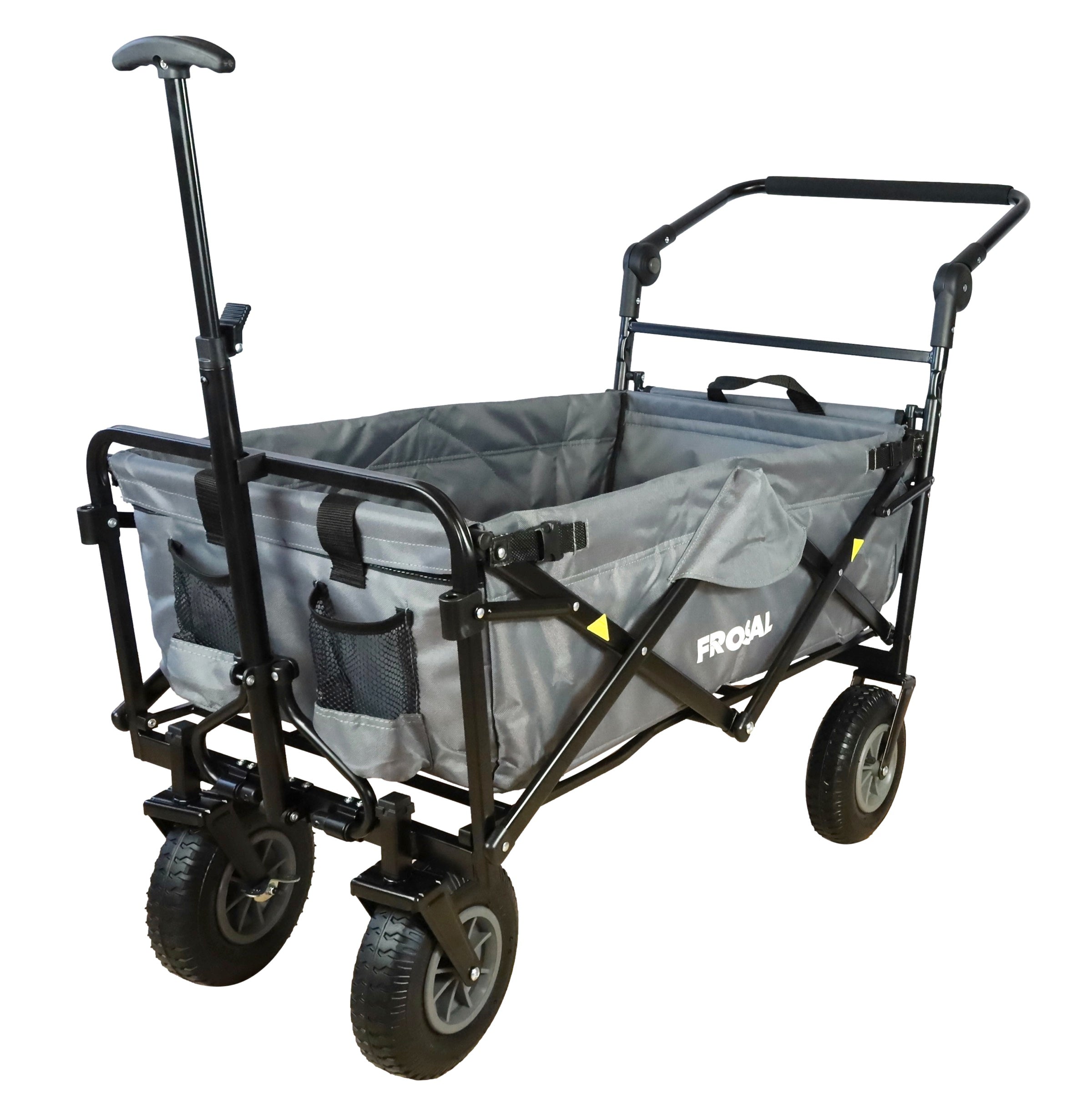 Handcart Nick PRO foldable with push handle roof &amp; brake grey