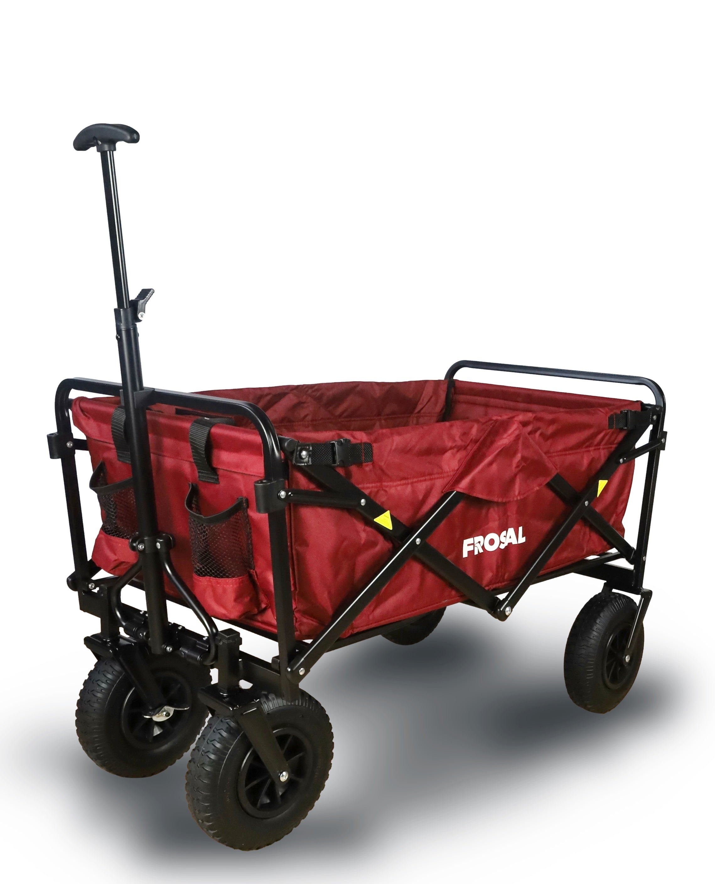 FROSAL handcart Nick red foldable with roof brake &amp; pneumatic wheels