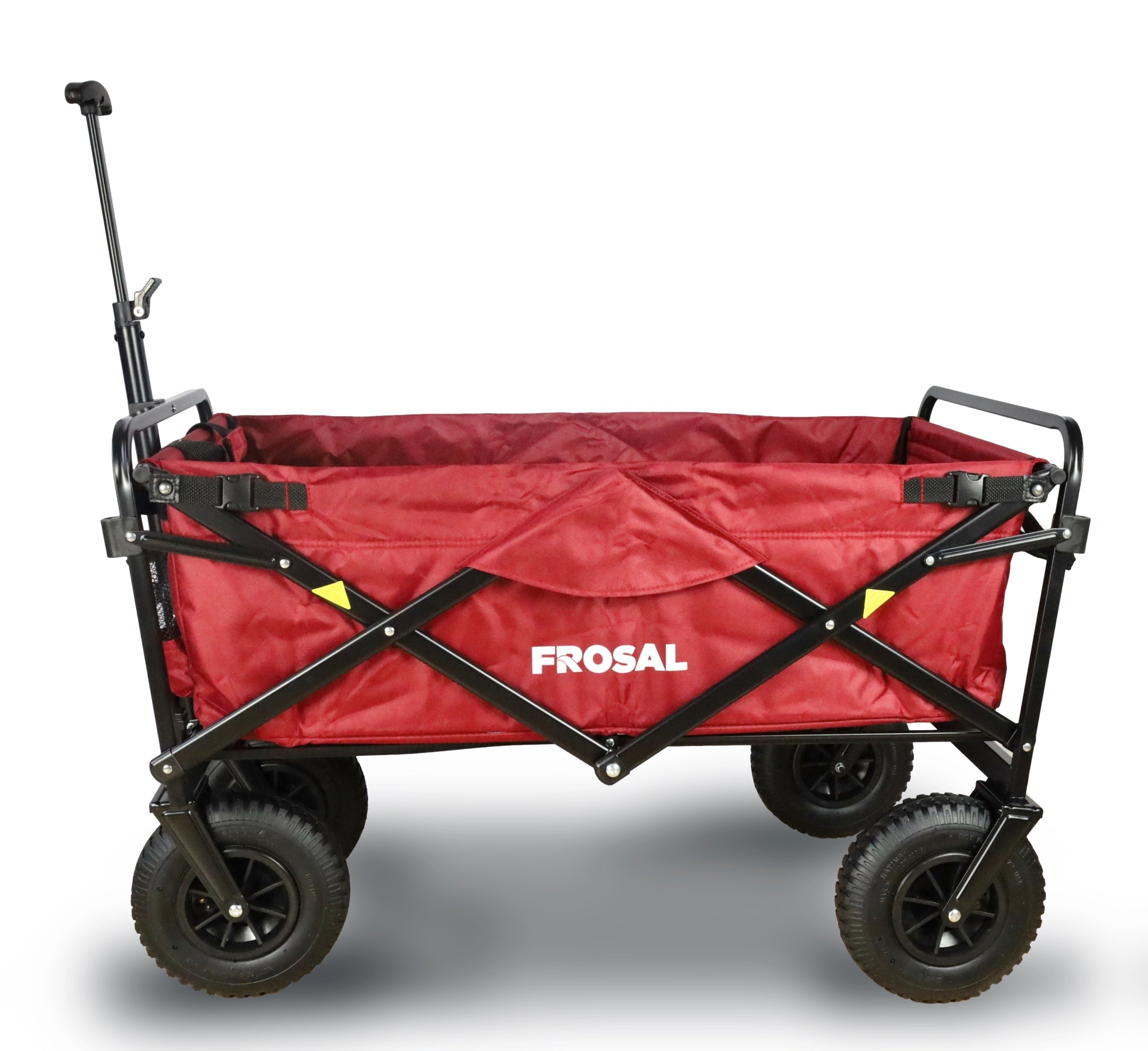 FROSAL handcart Nick red foldable with roof brake &amp; pneumatic wheels