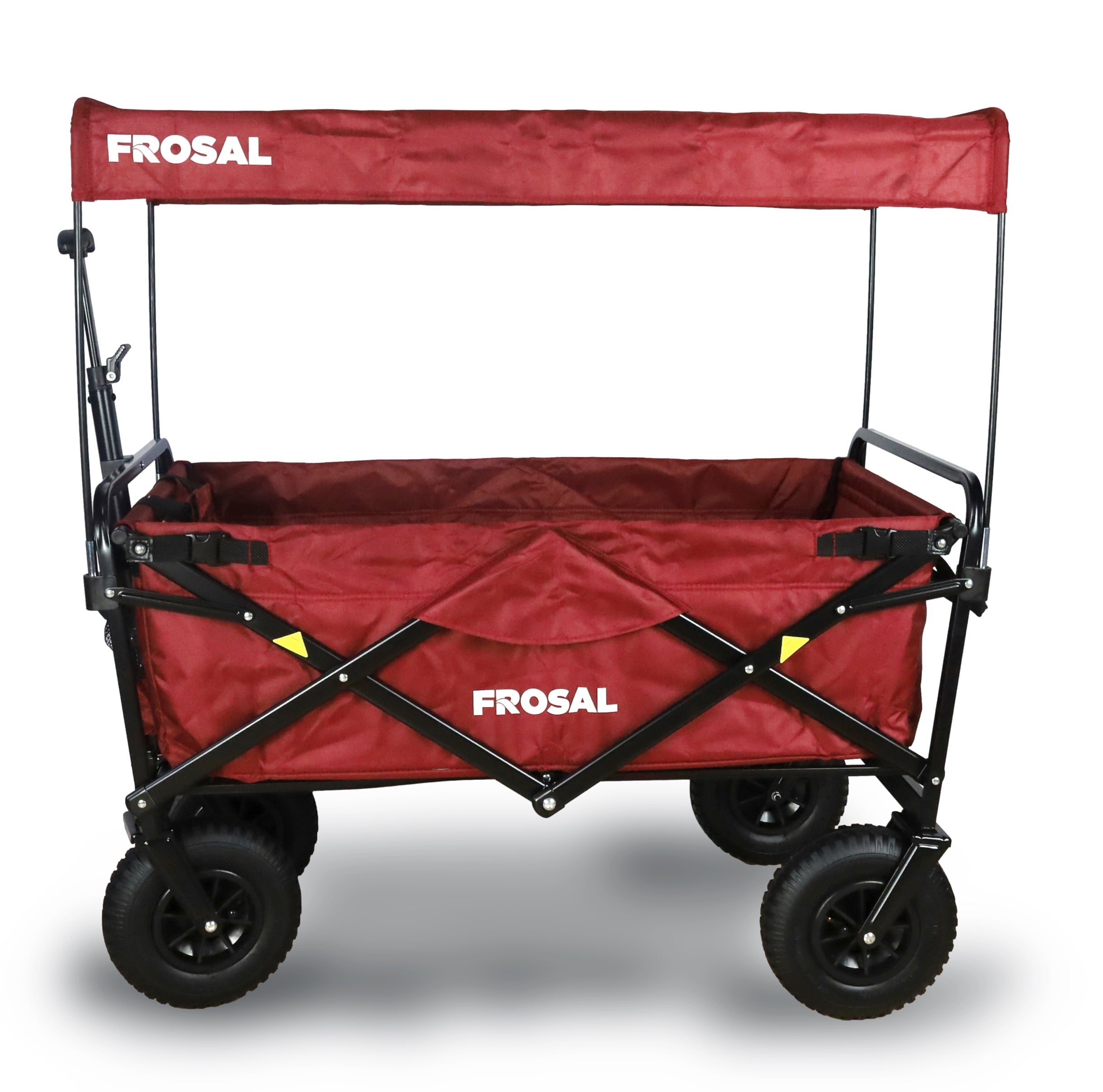 FROSAL handcart Nick red foldable with roof brake &amp; pneumatic wheels