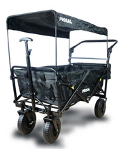 FROSAL Nick PRO foldable handcart with push handle, roof &amp; brake, black