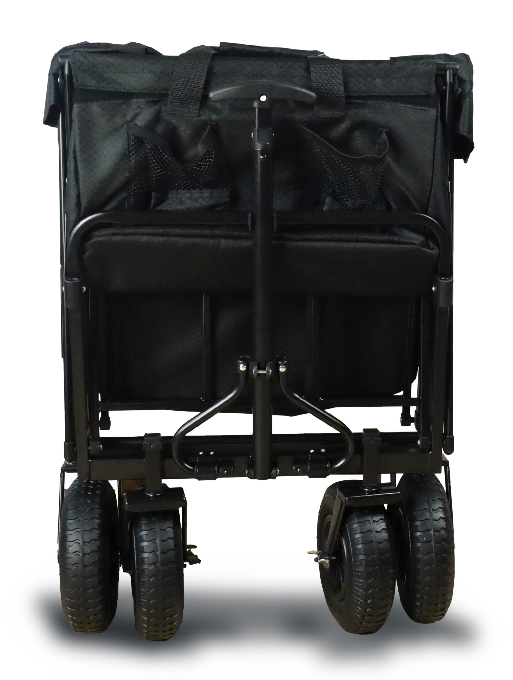 FROSAL Nick PRO foldable handcart with push handle, roof &amp; brake, black