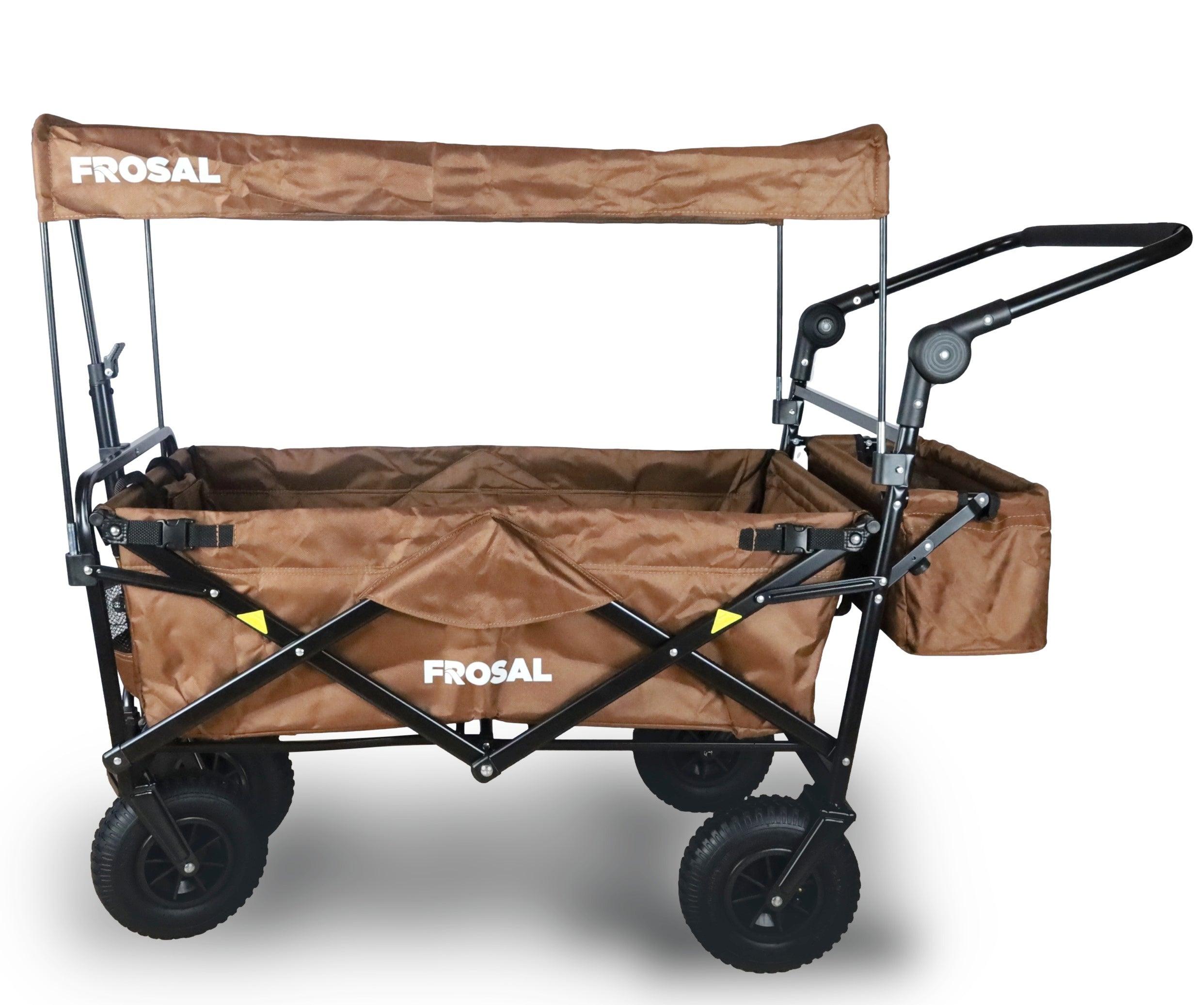 FROSAL handcart Nick PRO brown foldable with push handle roof &amp; brake