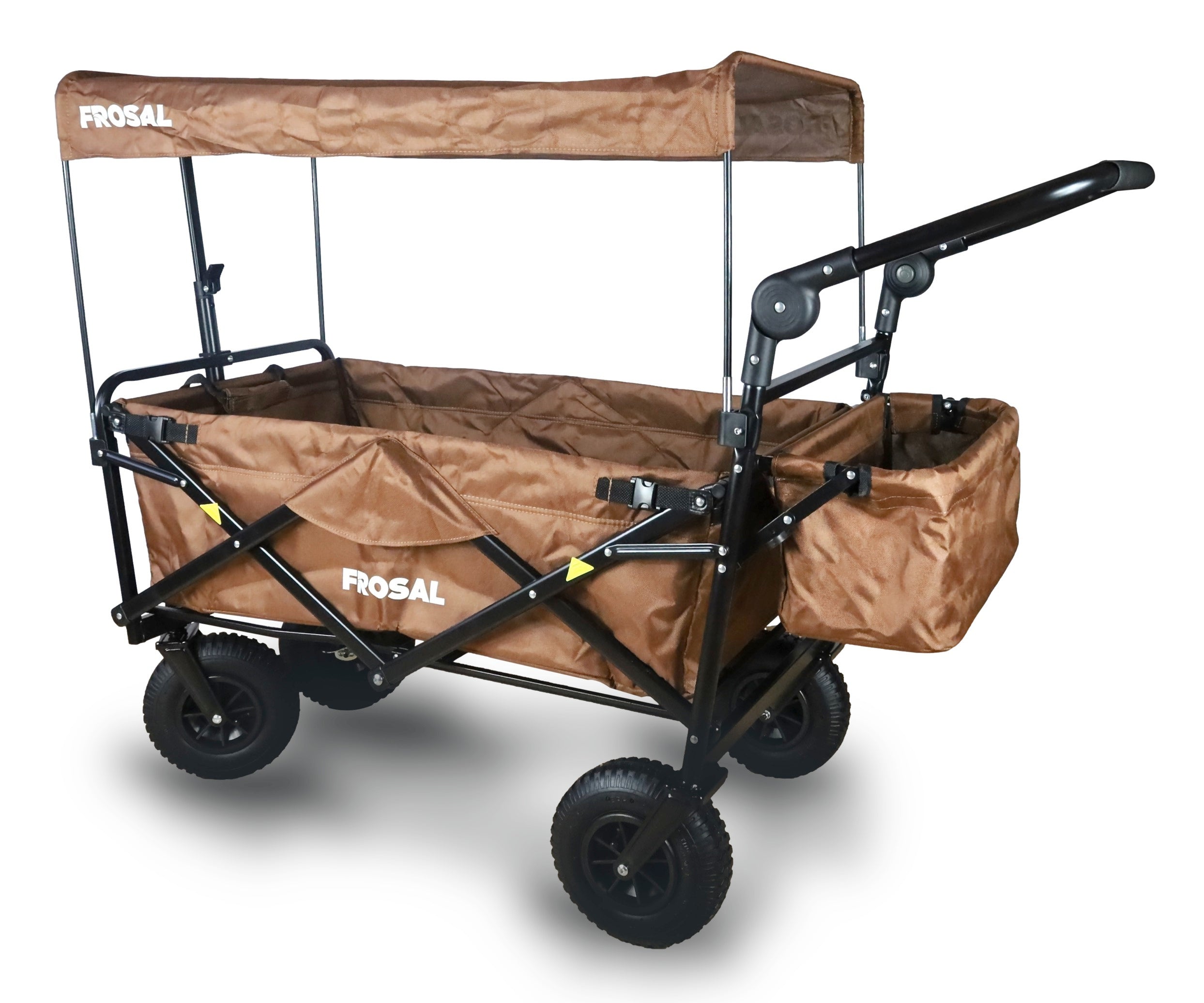 FROSAL handcart Nick PRO brown foldable with push handle roof &amp; brake