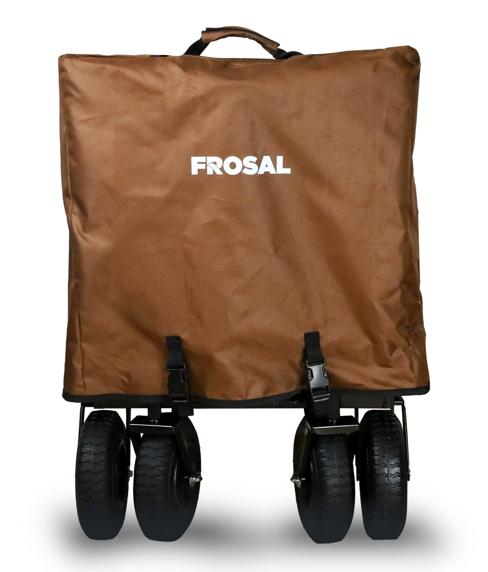 FROSAL handcart Nick PRO brown foldable with push handle roof &amp; brake