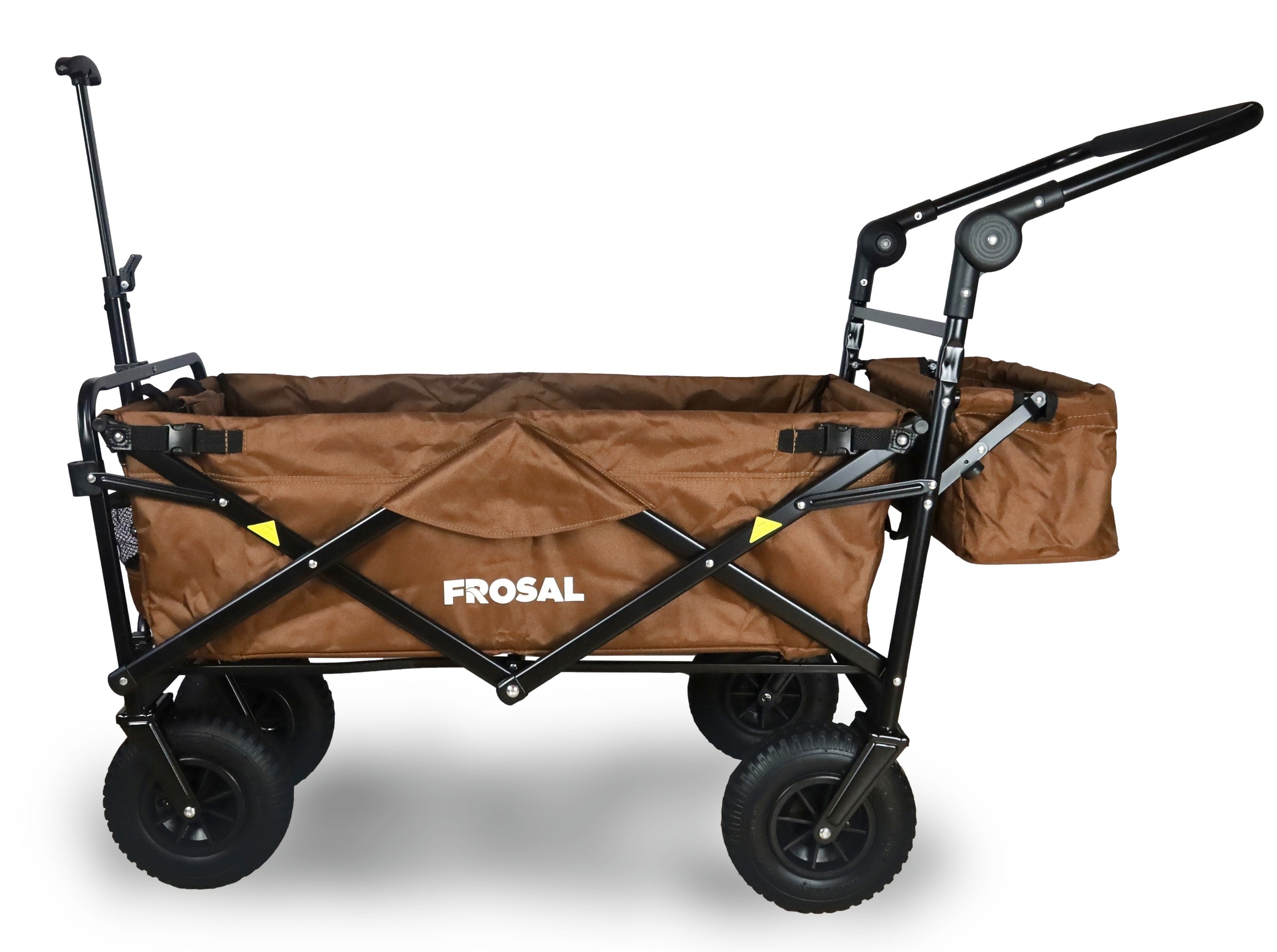 FROSAL handcart Nick PRO brown foldable with push handle roof &amp; brake