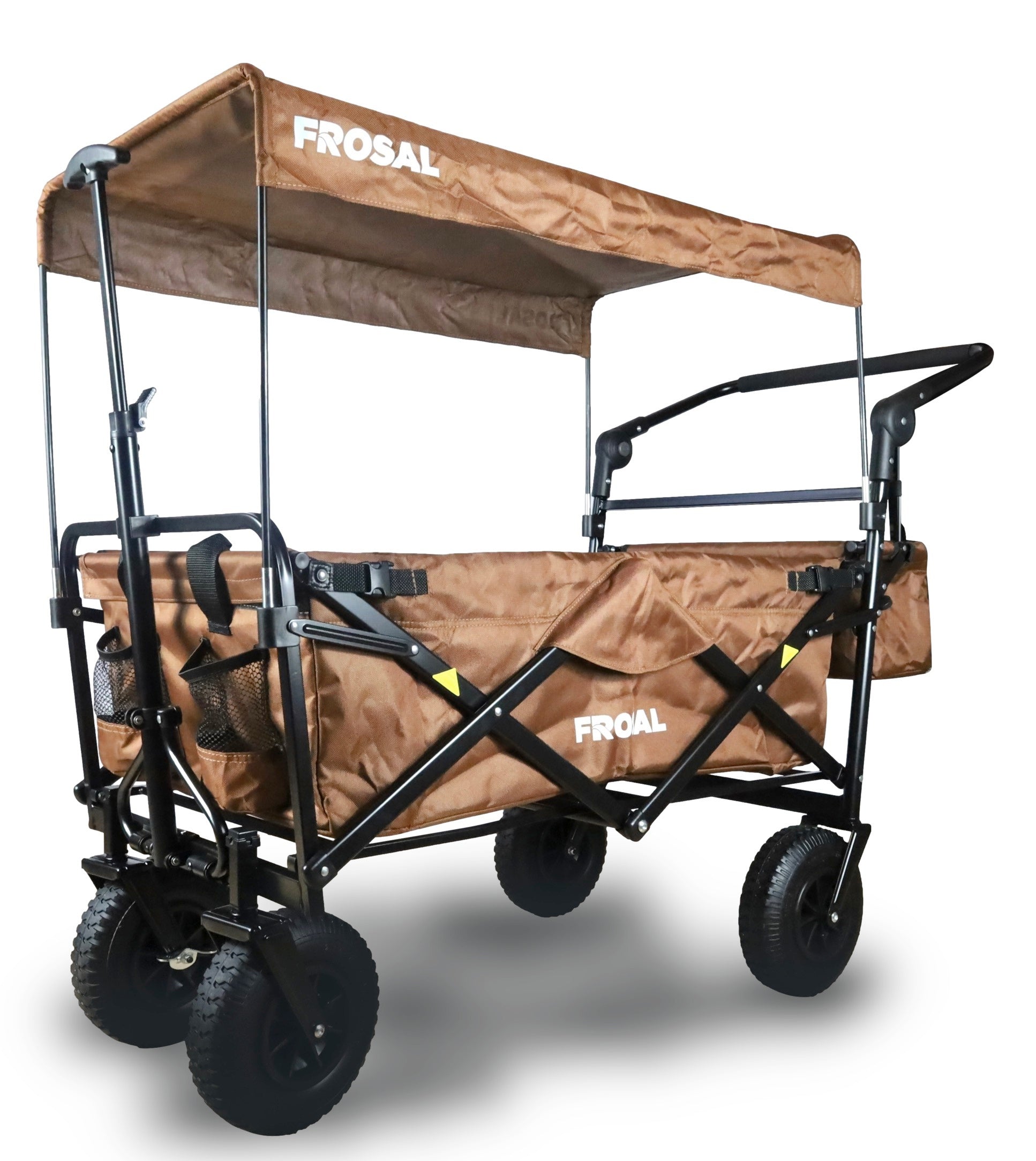 FROSAL handcart Nick PRO brown foldable with push handle roof &amp; brake
