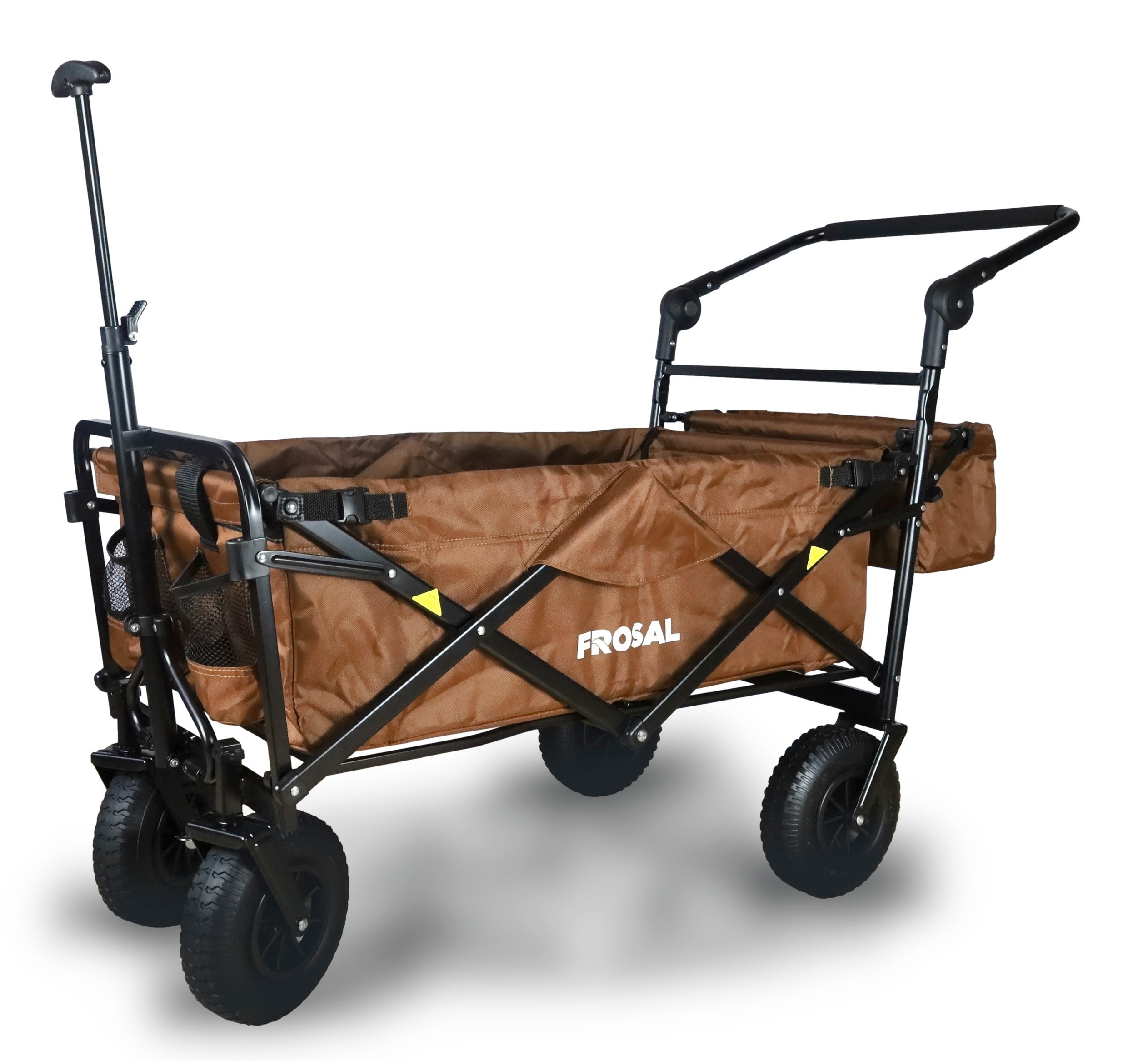 FROSAL handcart Nick PRO brown foldable with push handle roof &amp; brake