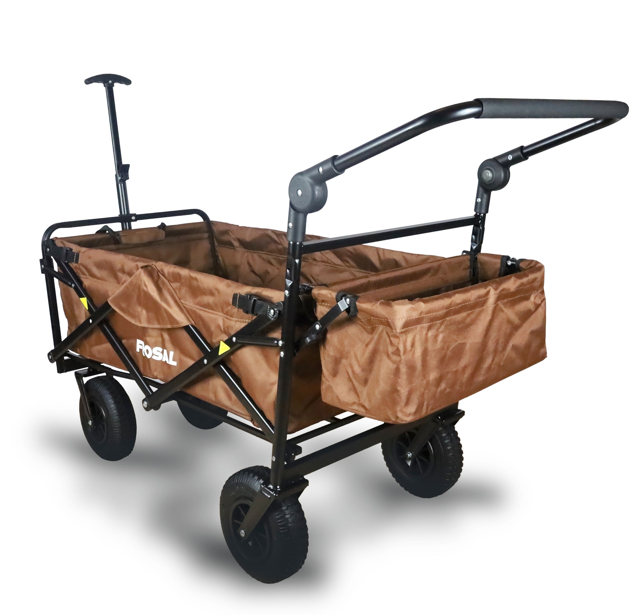 FROSAL handcart Nick PRO brown foldable with push handle roof &amp; brake