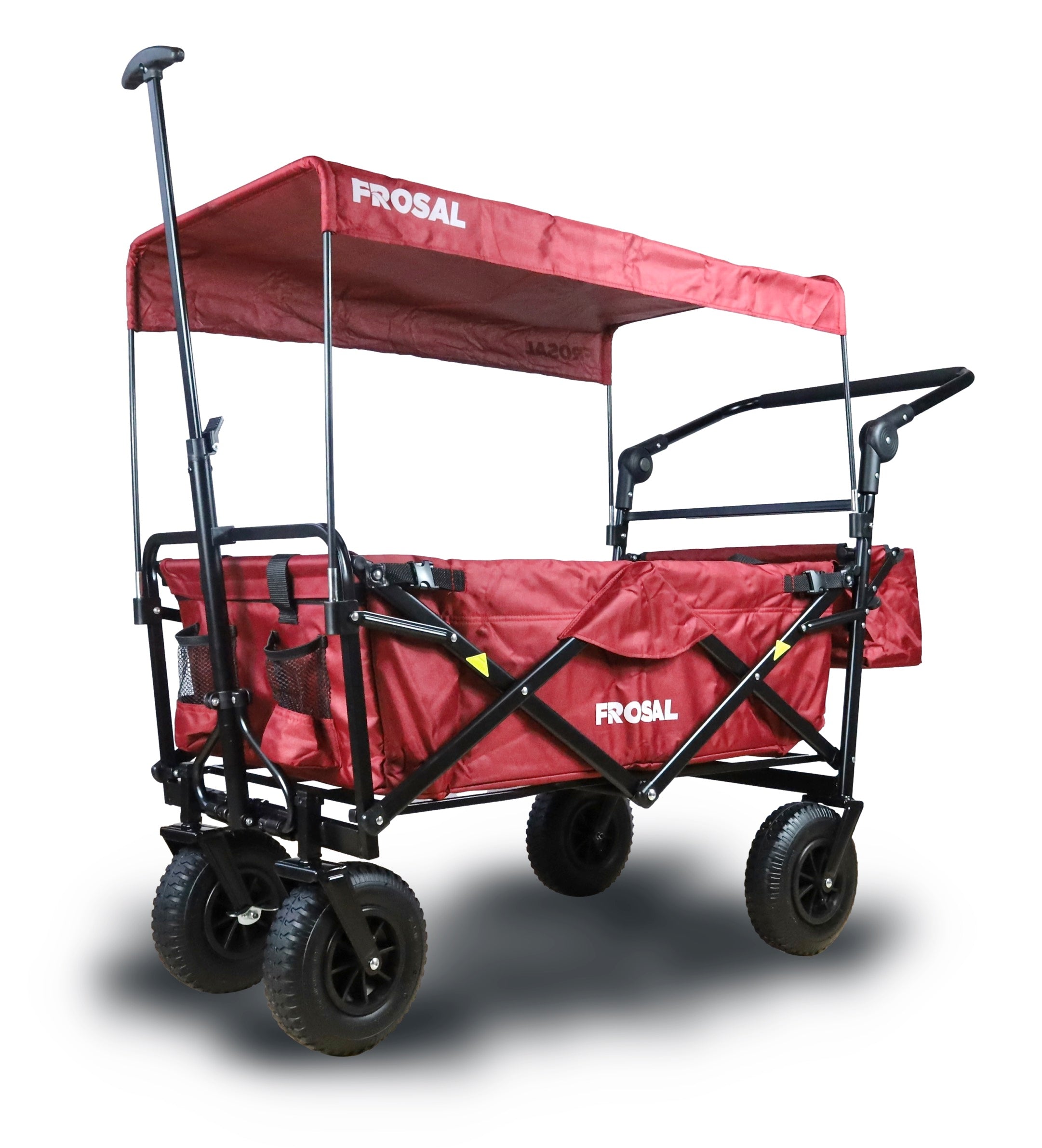 FROSAL handcart Nick PRO red foldable with push handle roof &amp; brake