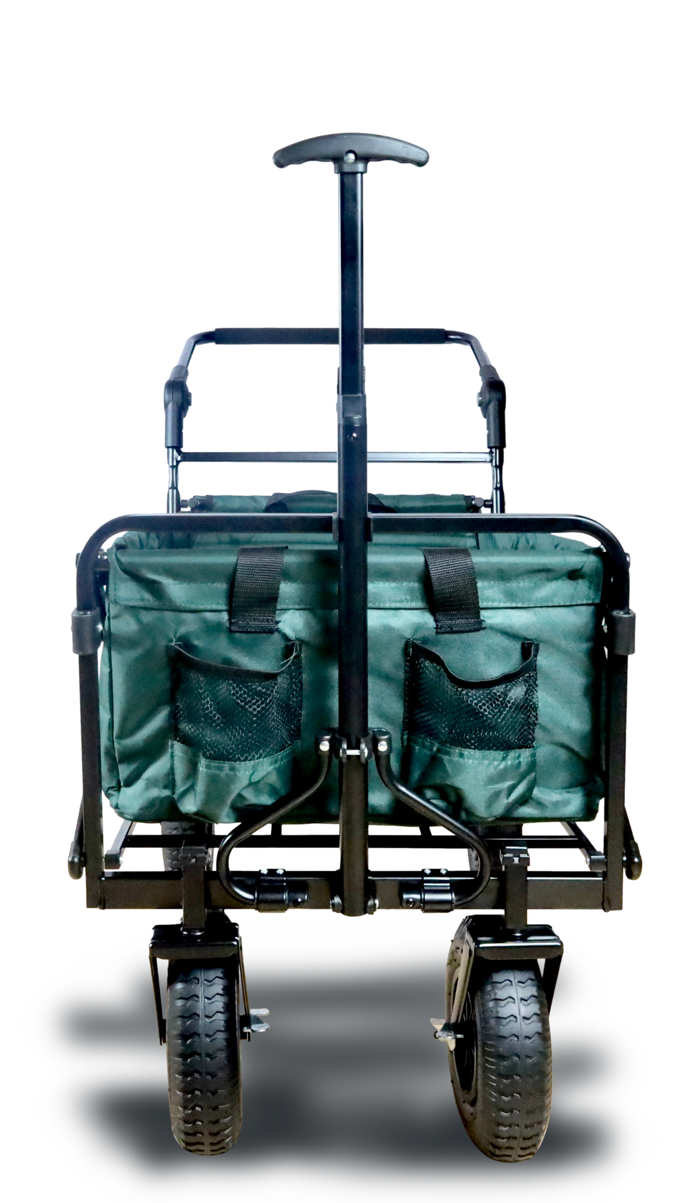 FROSAL Nick PRO foldable handcart with push handle, roof &amp; brake, green