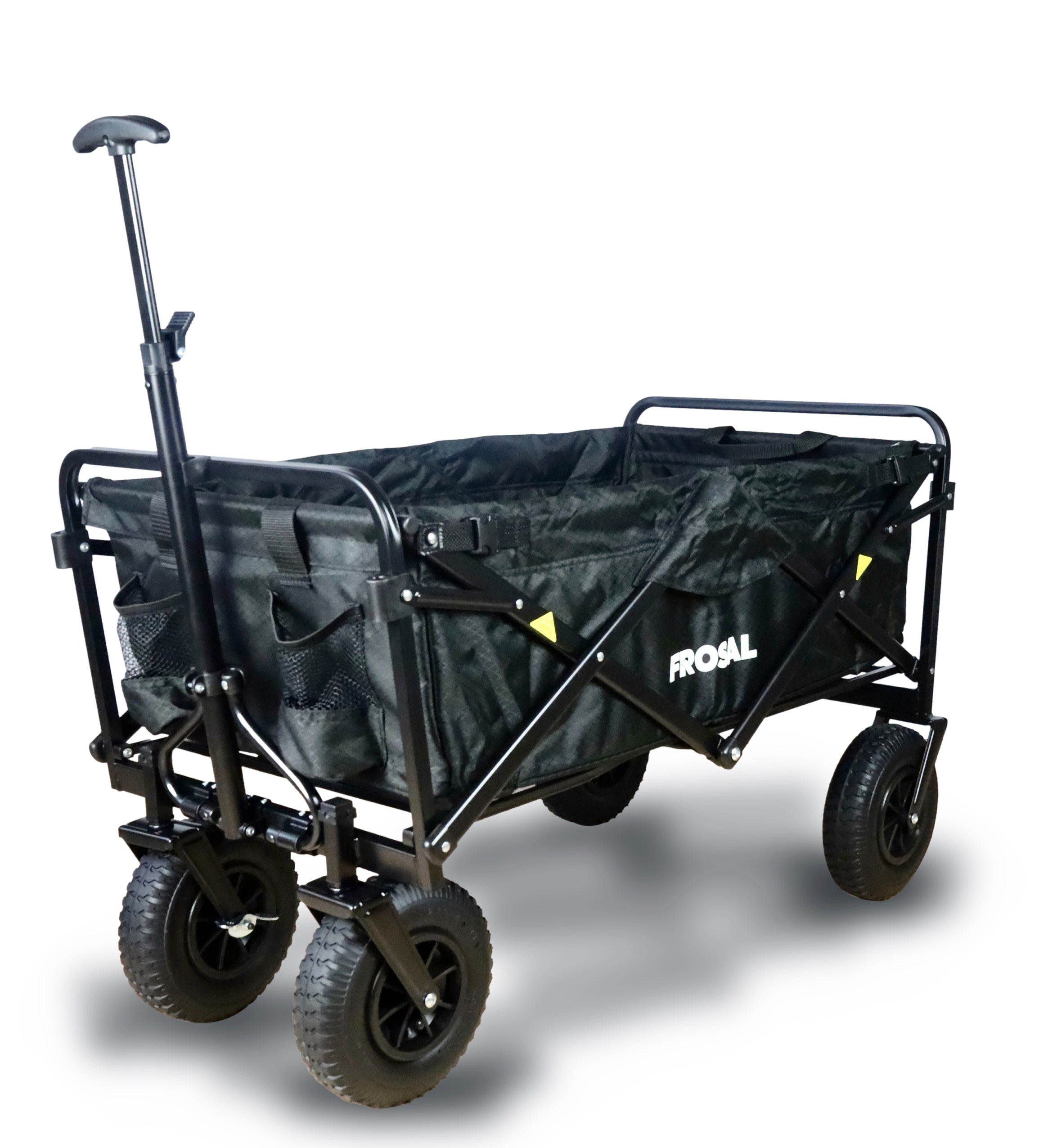 Handcart Nick black foldable with pneumatic tires brake &amp; roof
