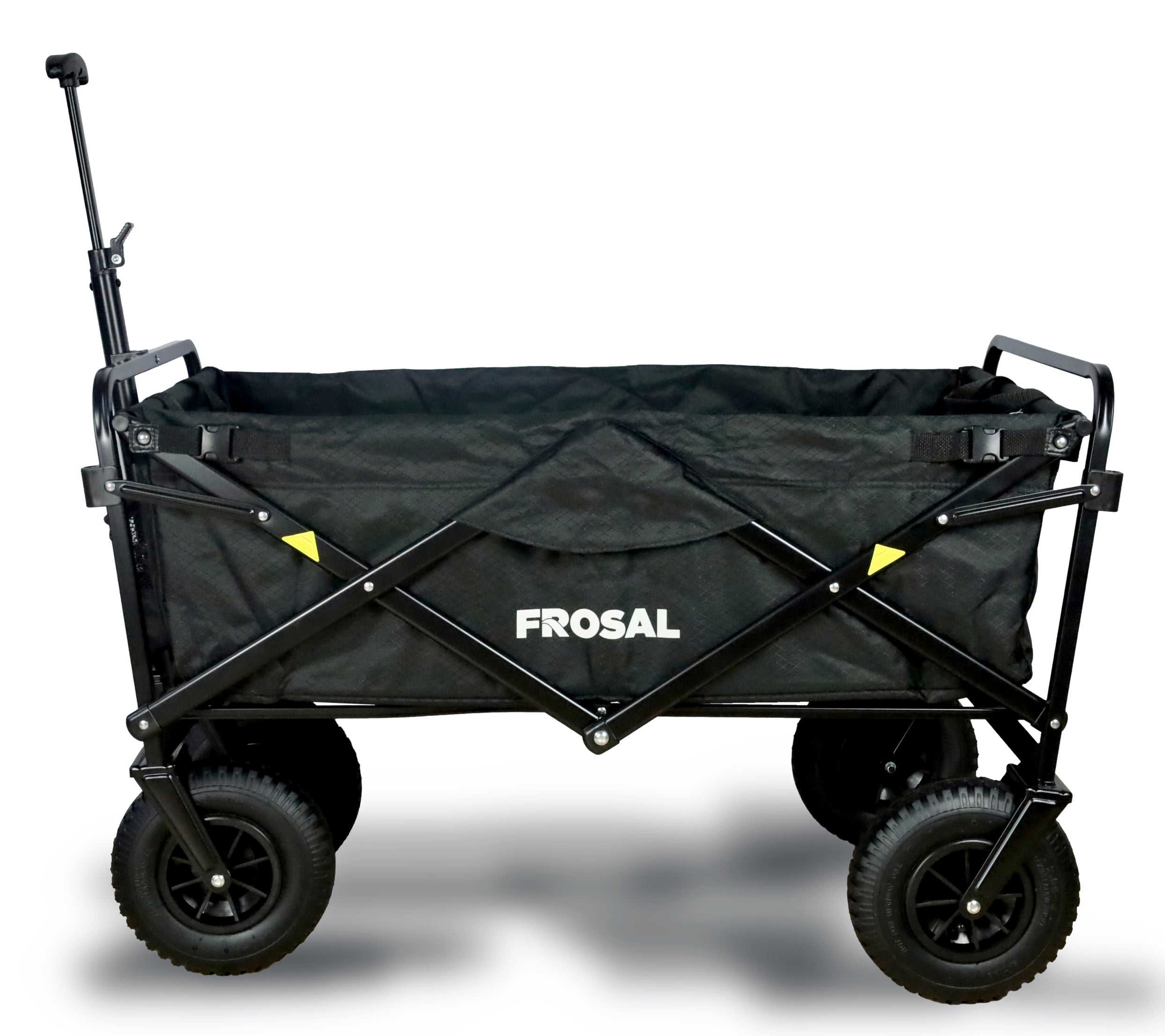 Handcart Nick black foldable with pneumatic tires brake &amp; roof
