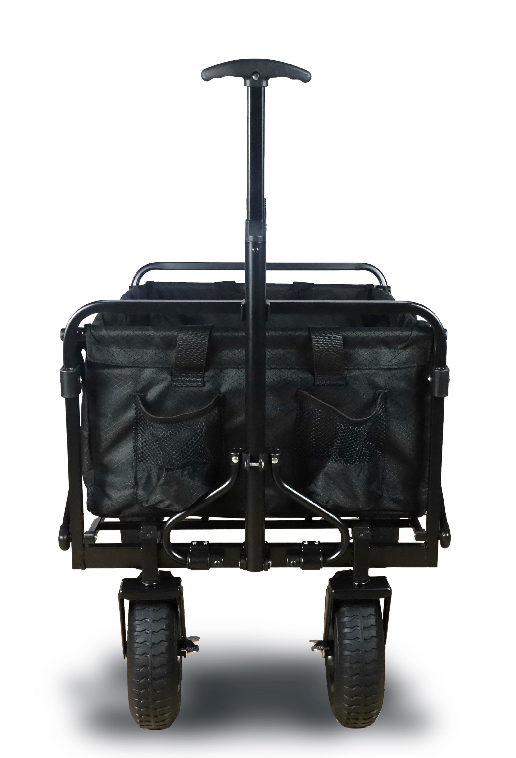 Handcart Nick black foldable with pneumatic tires brake &amp; roof