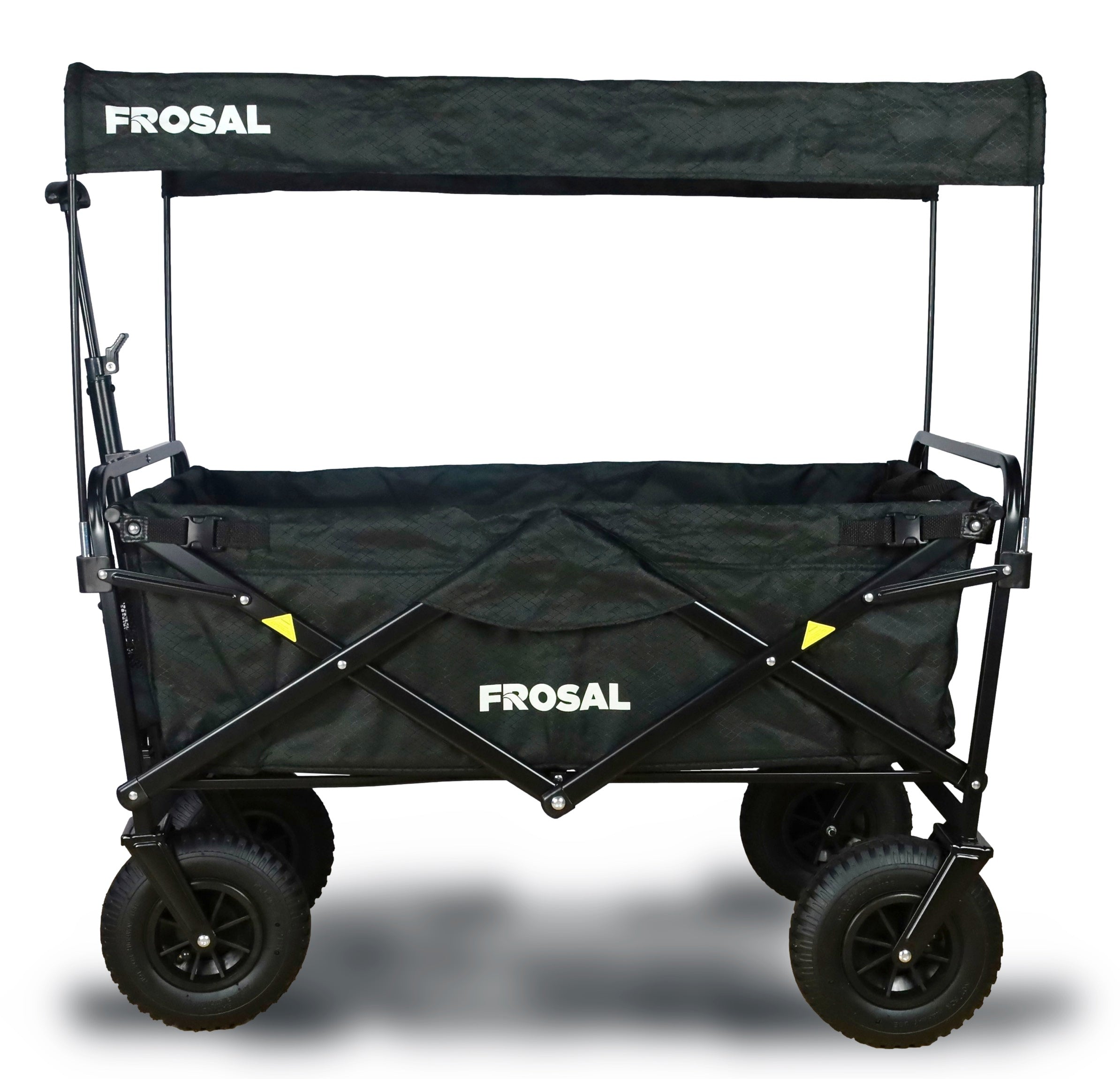 Handcart Nick black foldable with pneumatic tires brake &amp; roof