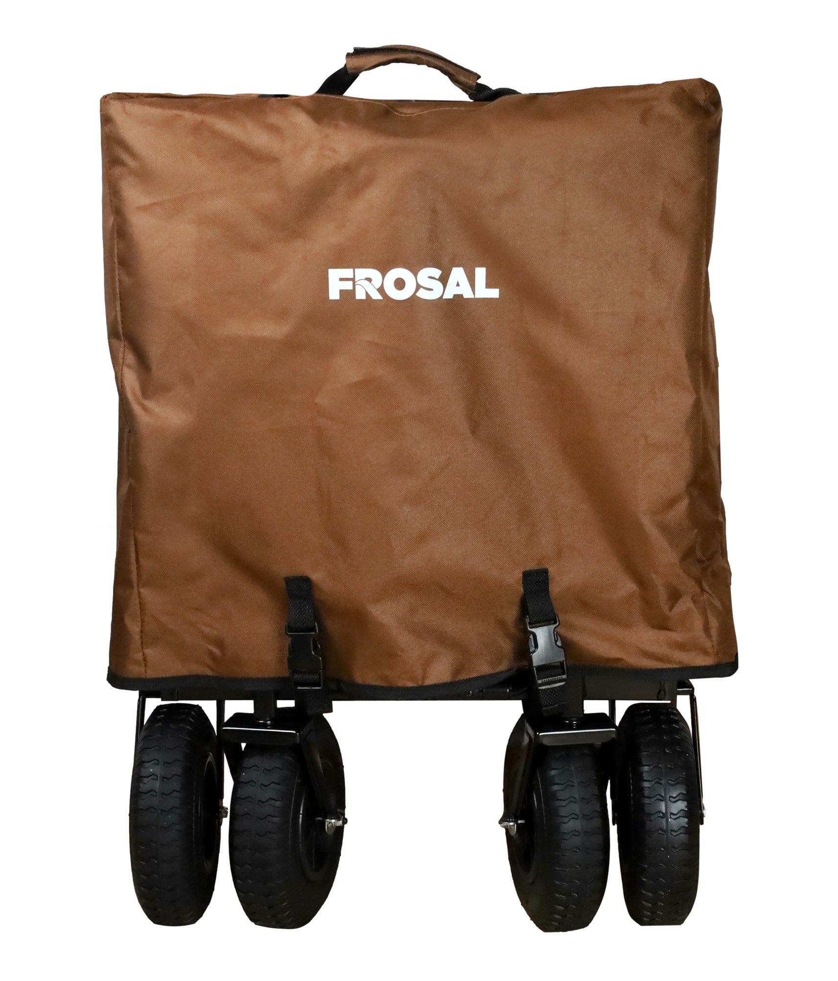 FROSAL Bollerwagen Nick braun faltbar mit Luftreifen Bremse & Dach