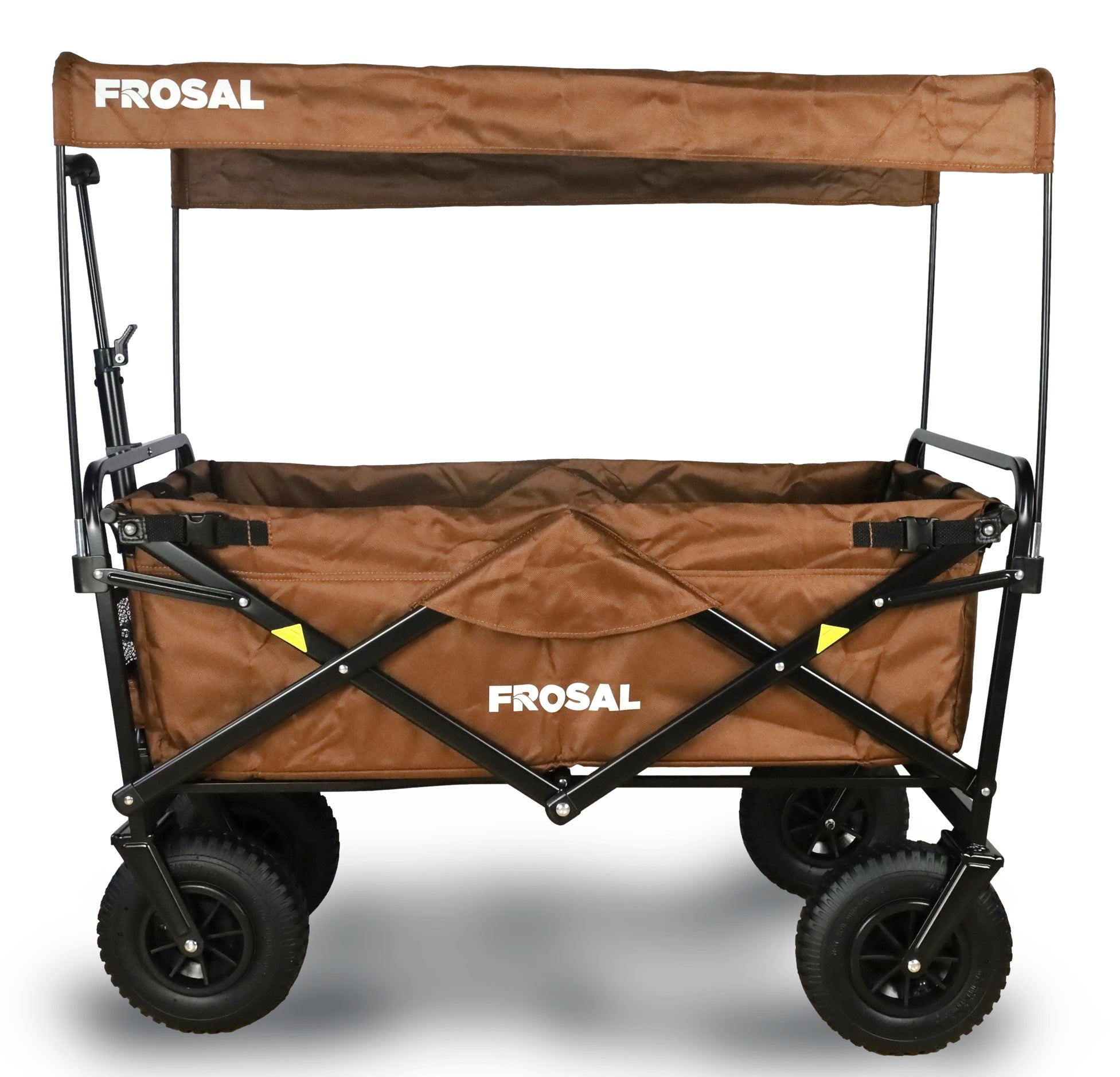 FROSAL handcart Nick brown foldable with pneumatic tires brake &amp; roof