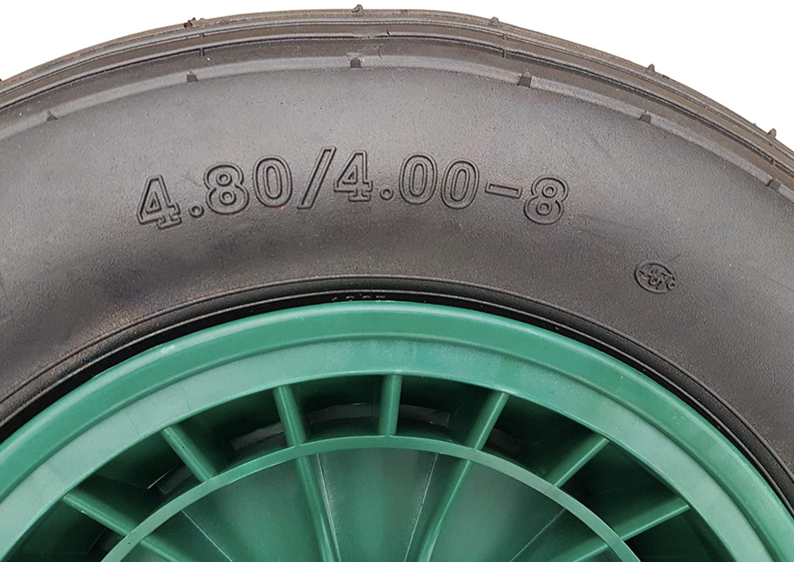 FROSAL Schubkarrenrad Luftreifen 400 (380) mm mit Achse | Luftrad Schubkarre | Ersatzrad 4.80 / 4.00-8