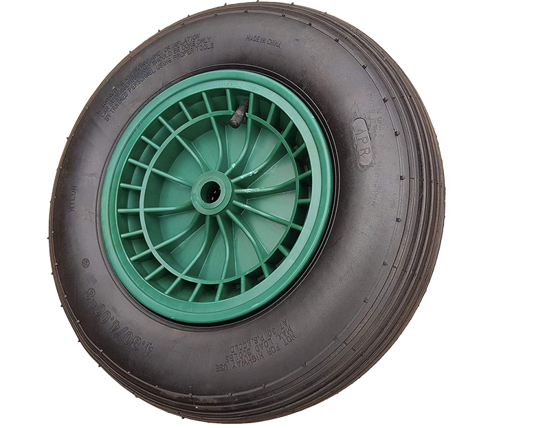 FROSAL wheelbarrow wheel pneumatic tire 400 (380) mm with axle | Pneumatic wheelbarrow wheel | Spare wheel 4.80 / 4.00-8