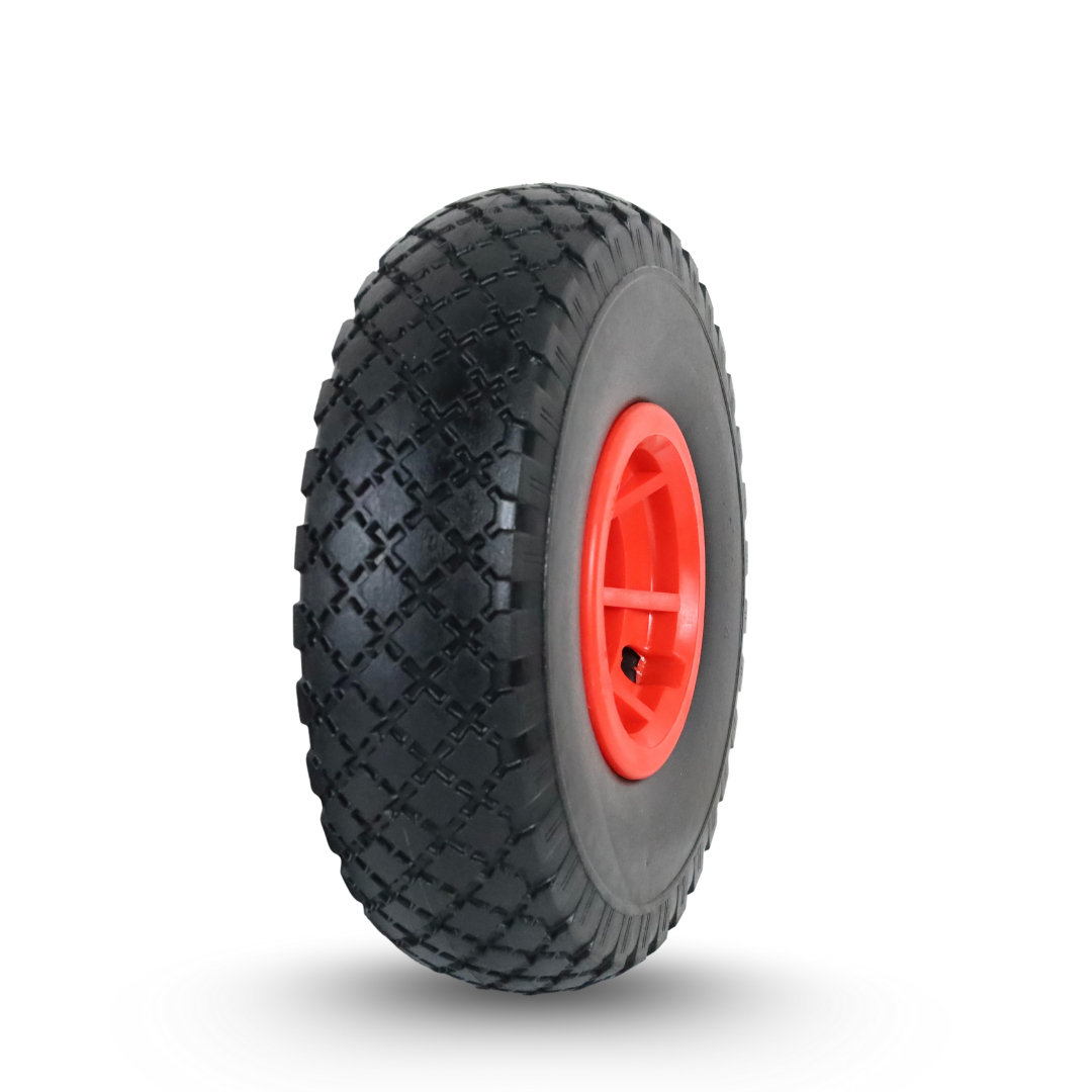 FROSAL Ersatzrad - PU Rad Nabe 16mm/50mm für Bollerwagen oder Sackkarre pannensicher Felge rot