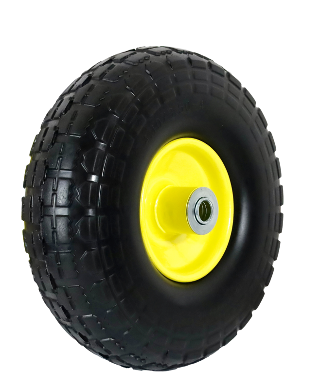 FROSAL Ersatzrad - PU Rad Nabe 16mm/50mm für Bollerwagen oder Sackkarre pannensicher Felge gelb