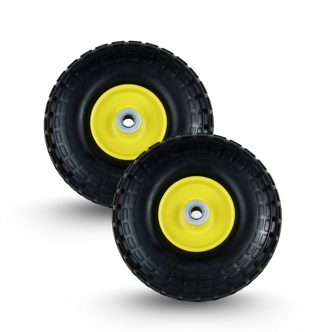 FROSAL Ersatzrad - PU Rad Nabe 16mm/50mm für Bollerwagen oder Sackkarre pannensicher Felge gelb 2 Stück