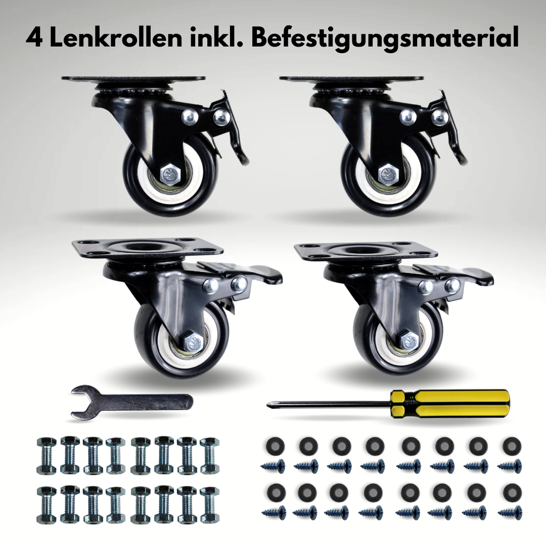 FROSAL swivel castors with brake | ø 50mm | 80kg load capacity | 360° rotatable - set of 4