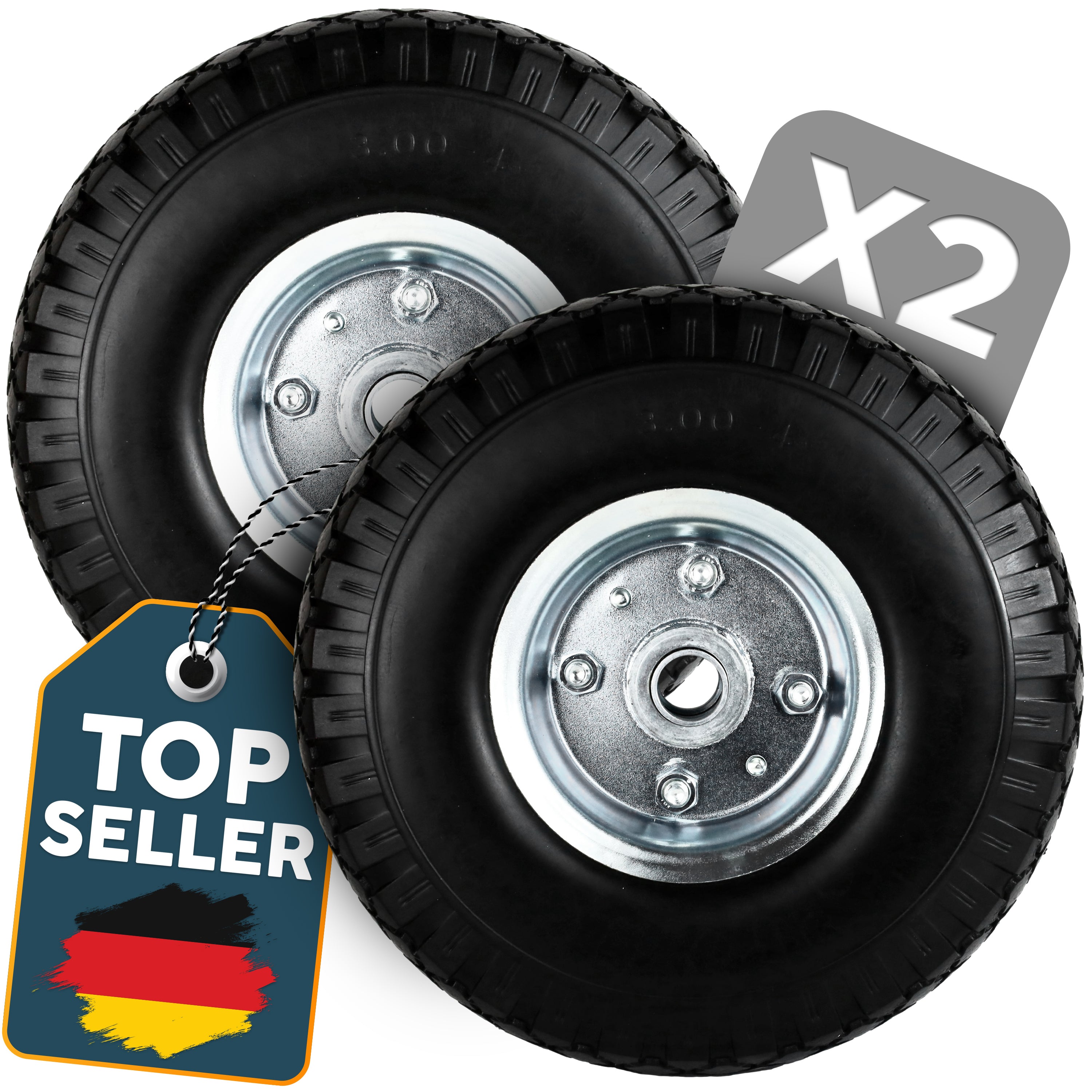 2 x FROSAL PU Rad Stahlfelge Silber 20mm Bollerwagen Sackkarre