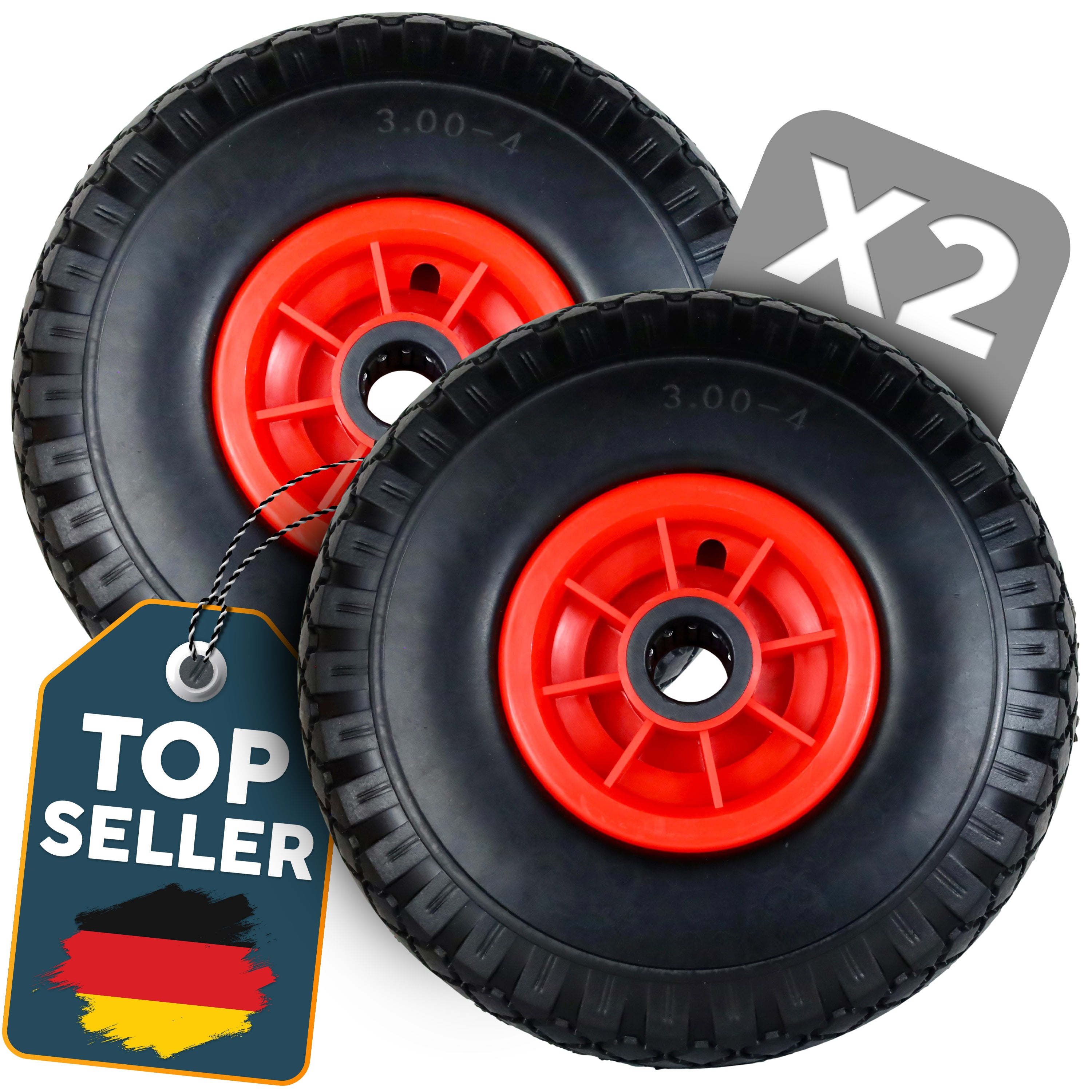 FROSAL Ersatzrad - PU Rad Nabe 25mm/75mm für Bollerwagen oder Sackkarre pannensicher 2 Stück