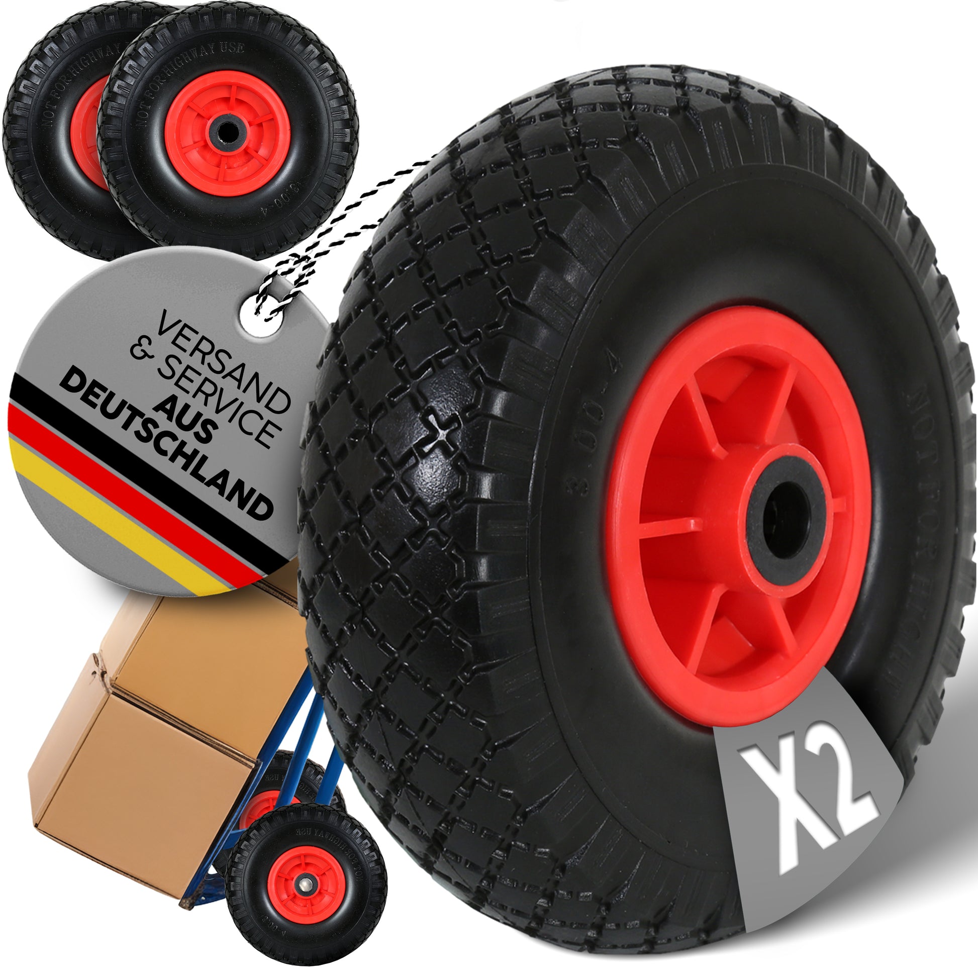 FROSAL Ersatzrad - PU Rad Nabe 20mm/60mm für Bollerwagen oder Sackkarre pannensicher 2 Stück
