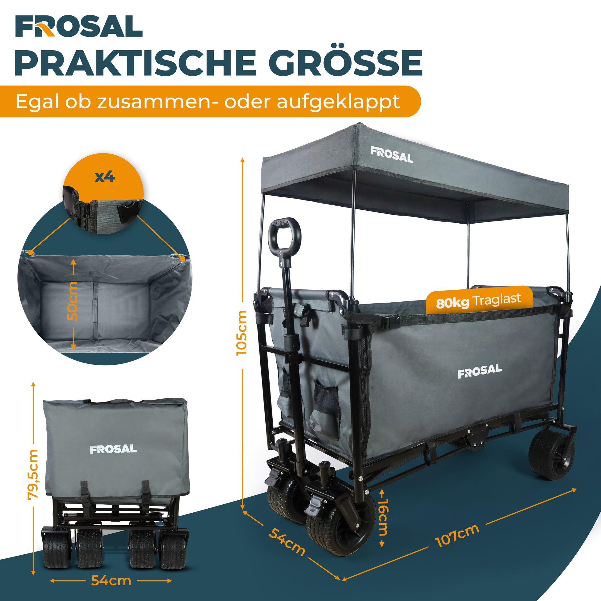 FROSAL Bollerwagen Tom faltbar Kinder Handwagen