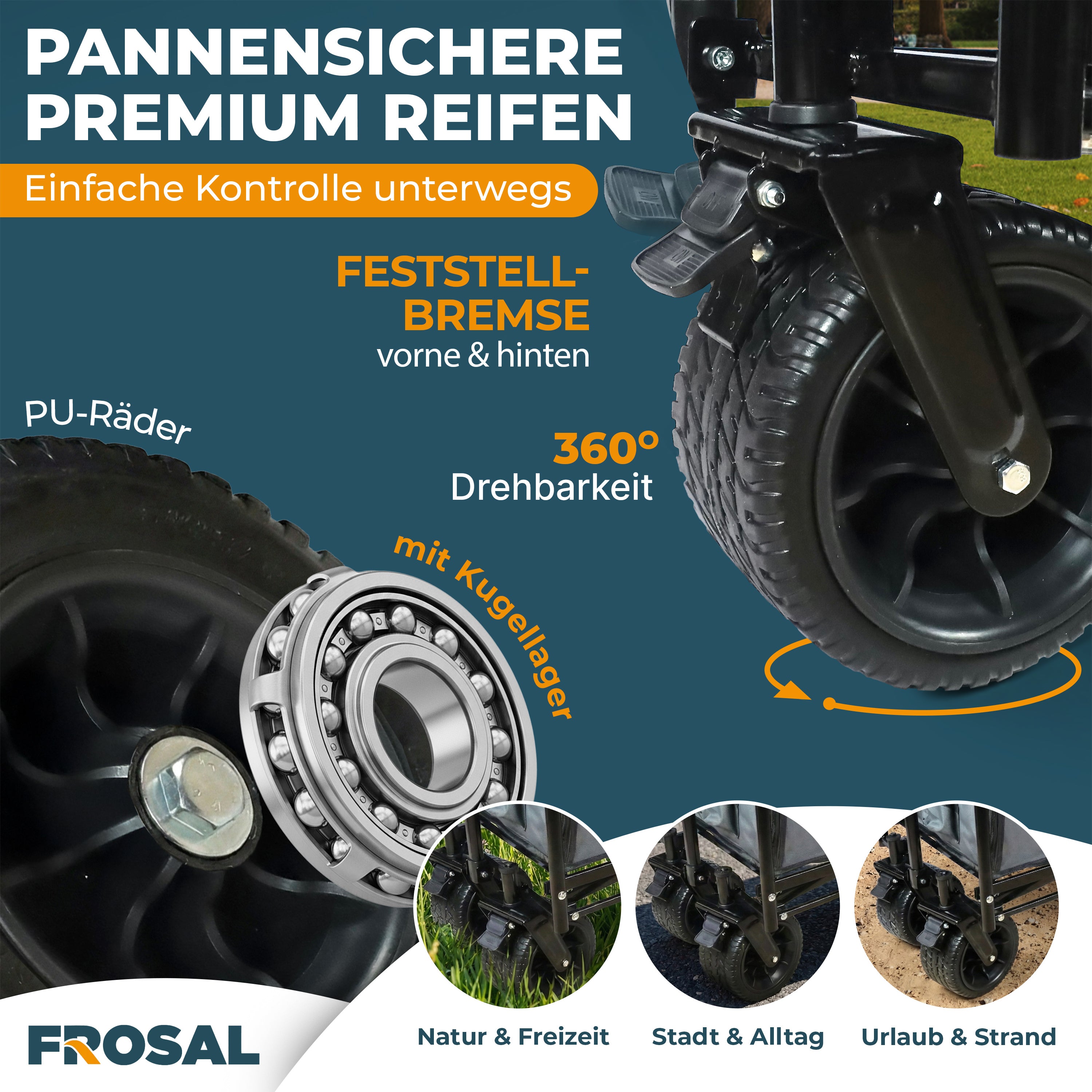 FROSAL Bollerwagen Tom faltbar Kinder Handwagen