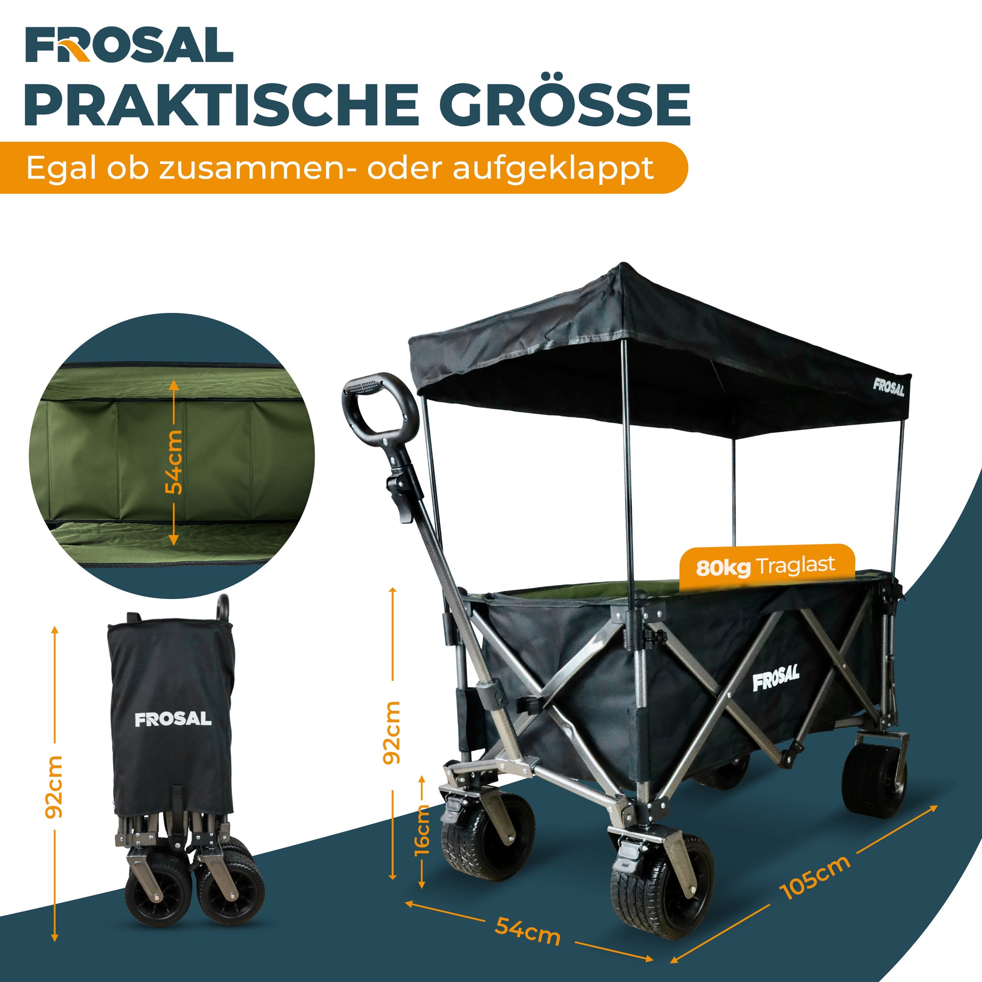 FROSAL Bollerwagen Theo faltbar Handwagen klappbar