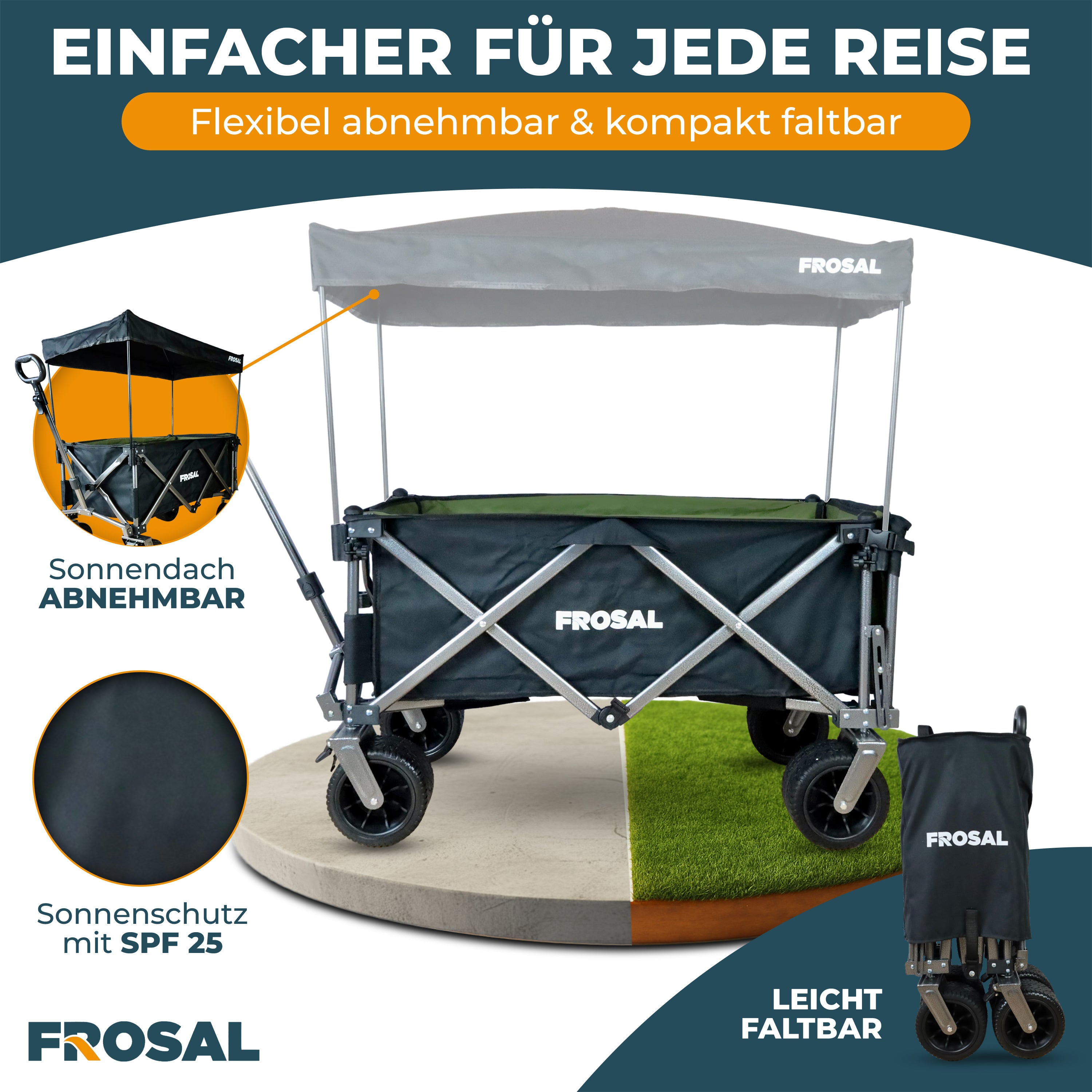FROSAL Bollerwagen Theo faltbar Handwagen klappbar
