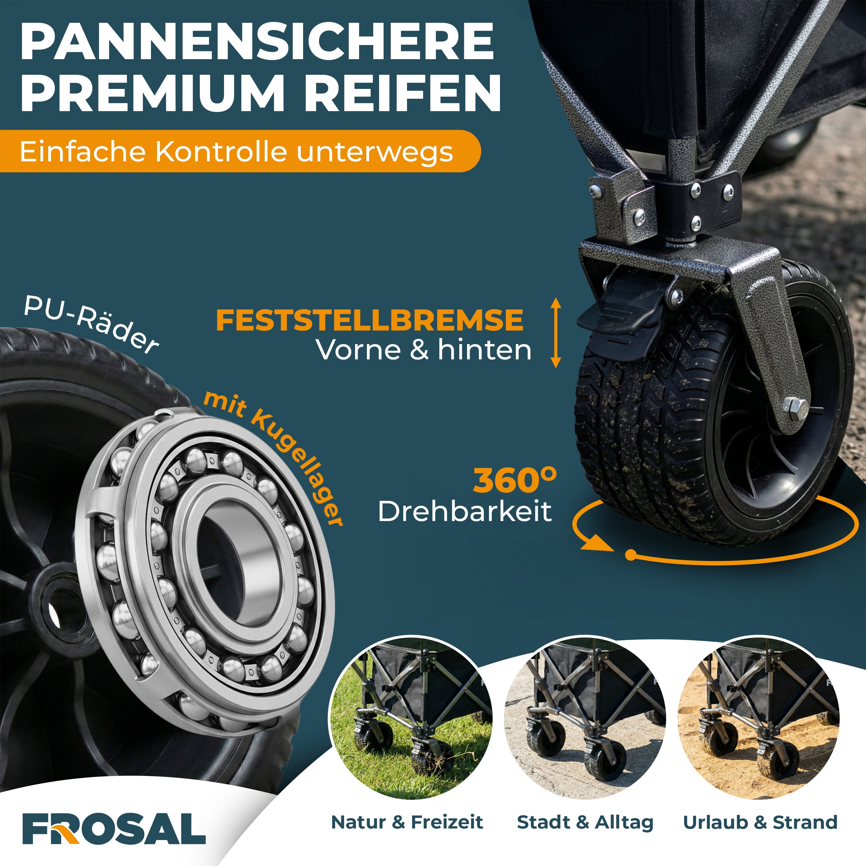 FROSAL Bollerwagen Theo faltbar Handwagen klappbar