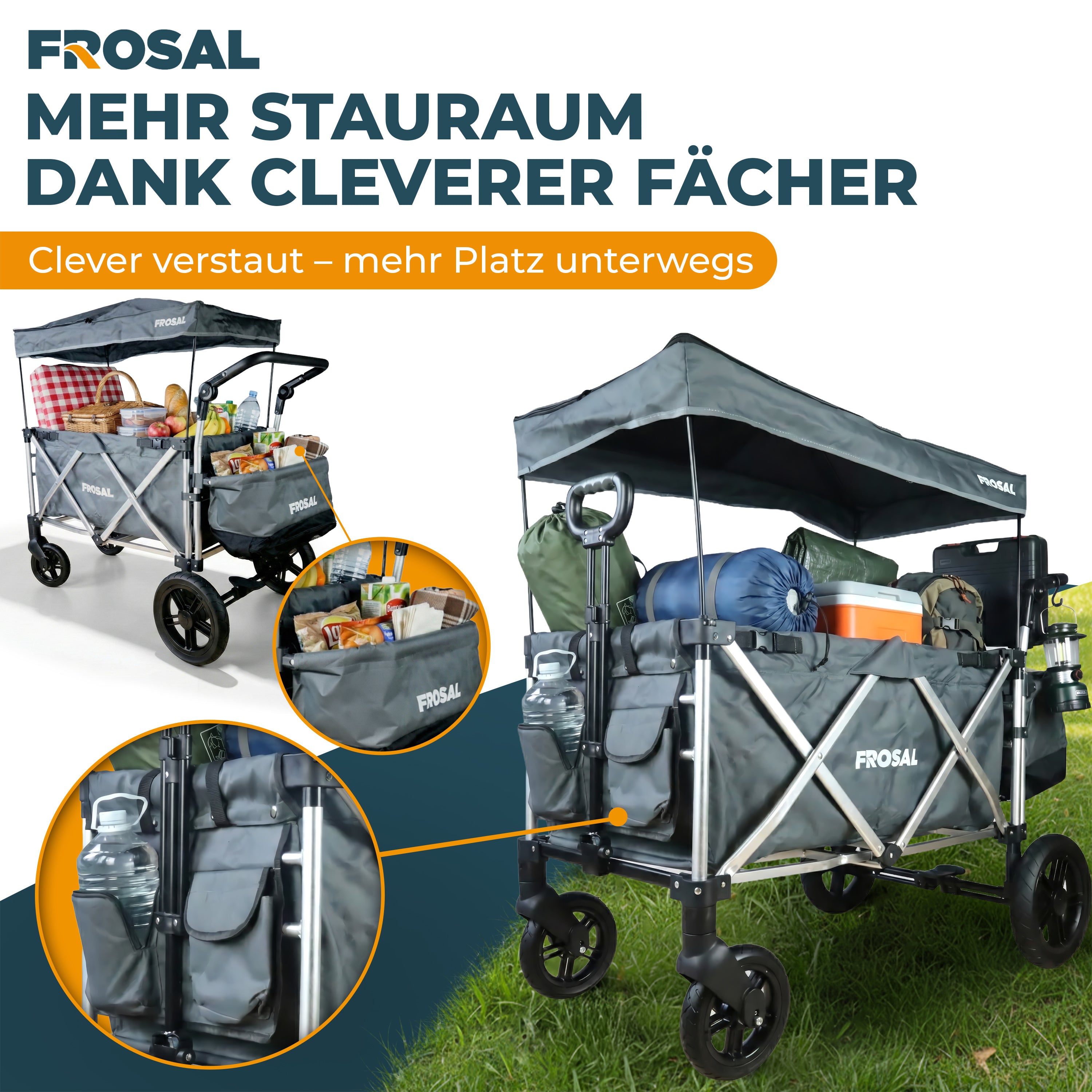 FROSAL Bollerwagen VICTOR faltbar Kinder klappbar