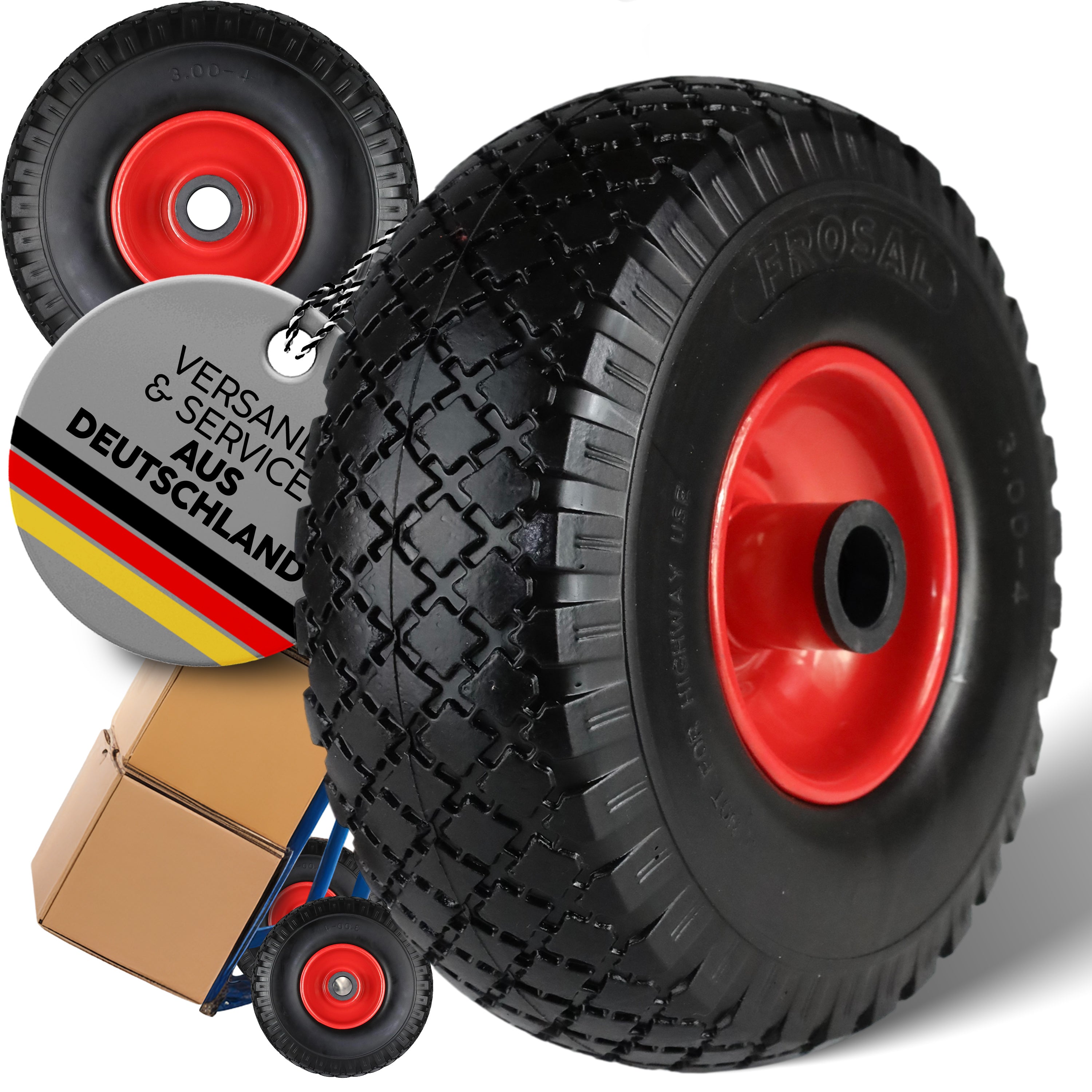 FROSAL pannensichere Ersatzräder 260×75 mm für Bollerwagen & Sackkarre | PU Rad auf Stahlfelge | Achse Ø25×75 mm | Räder Transportkarre pannensicher 1 Stück